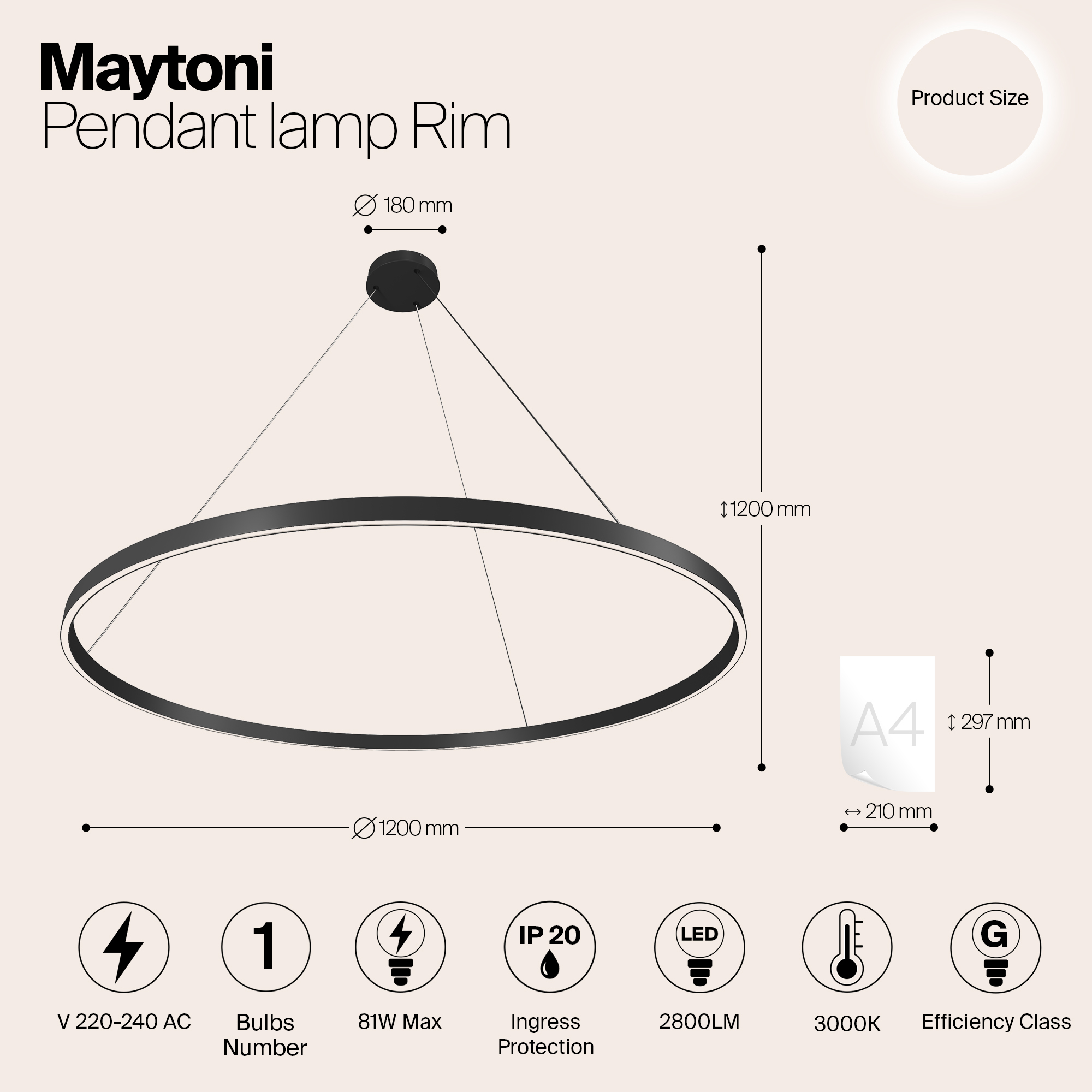 Подвесной светильник Maytoni MOD058PL-L65B3K