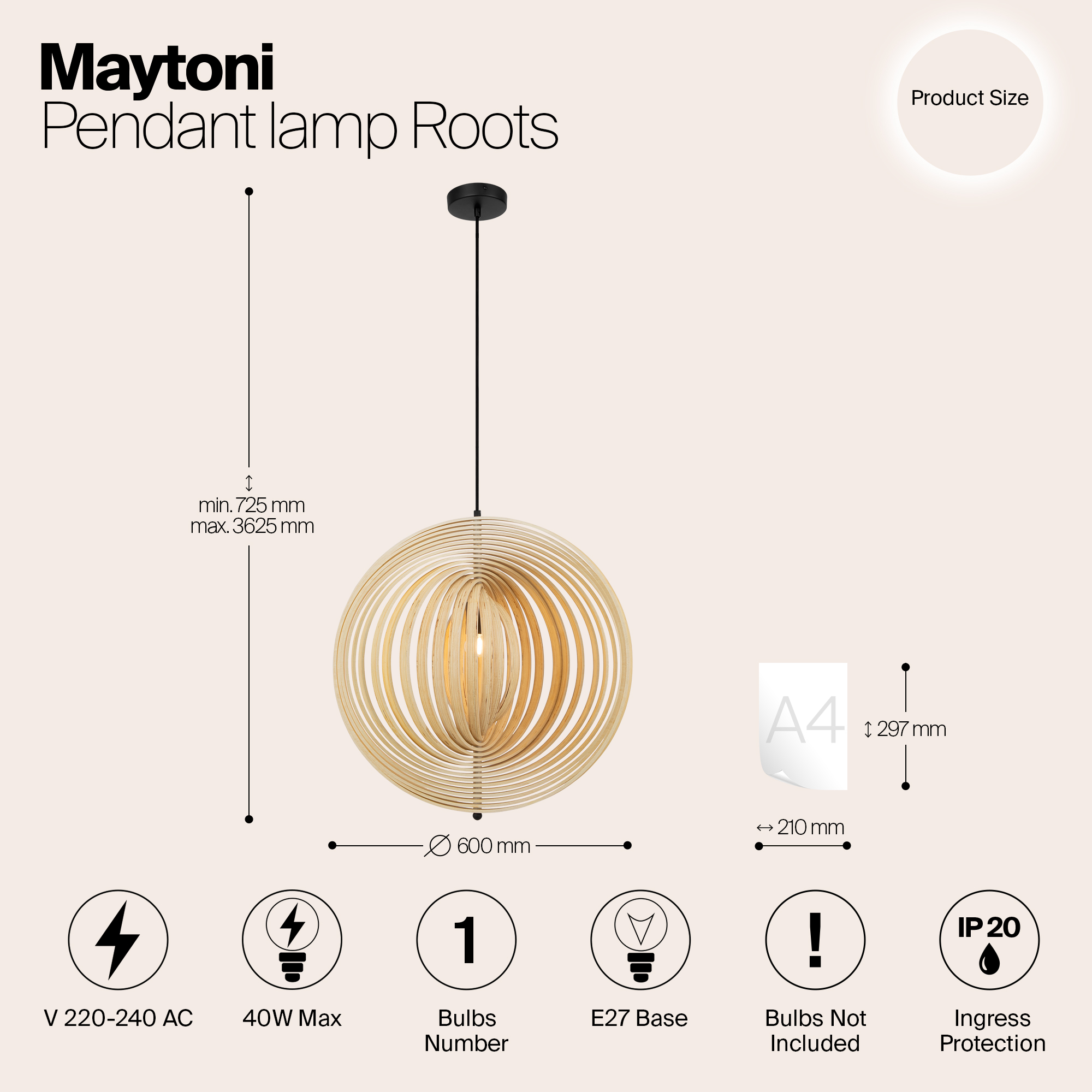 Подвесной светильник Maytoni MOD197PL-01W2