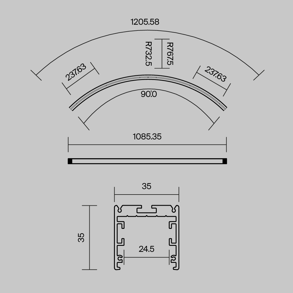 Комплектующие к светодиодной ленте Led Strip ALM-3535R-B-D-90°-1.5M