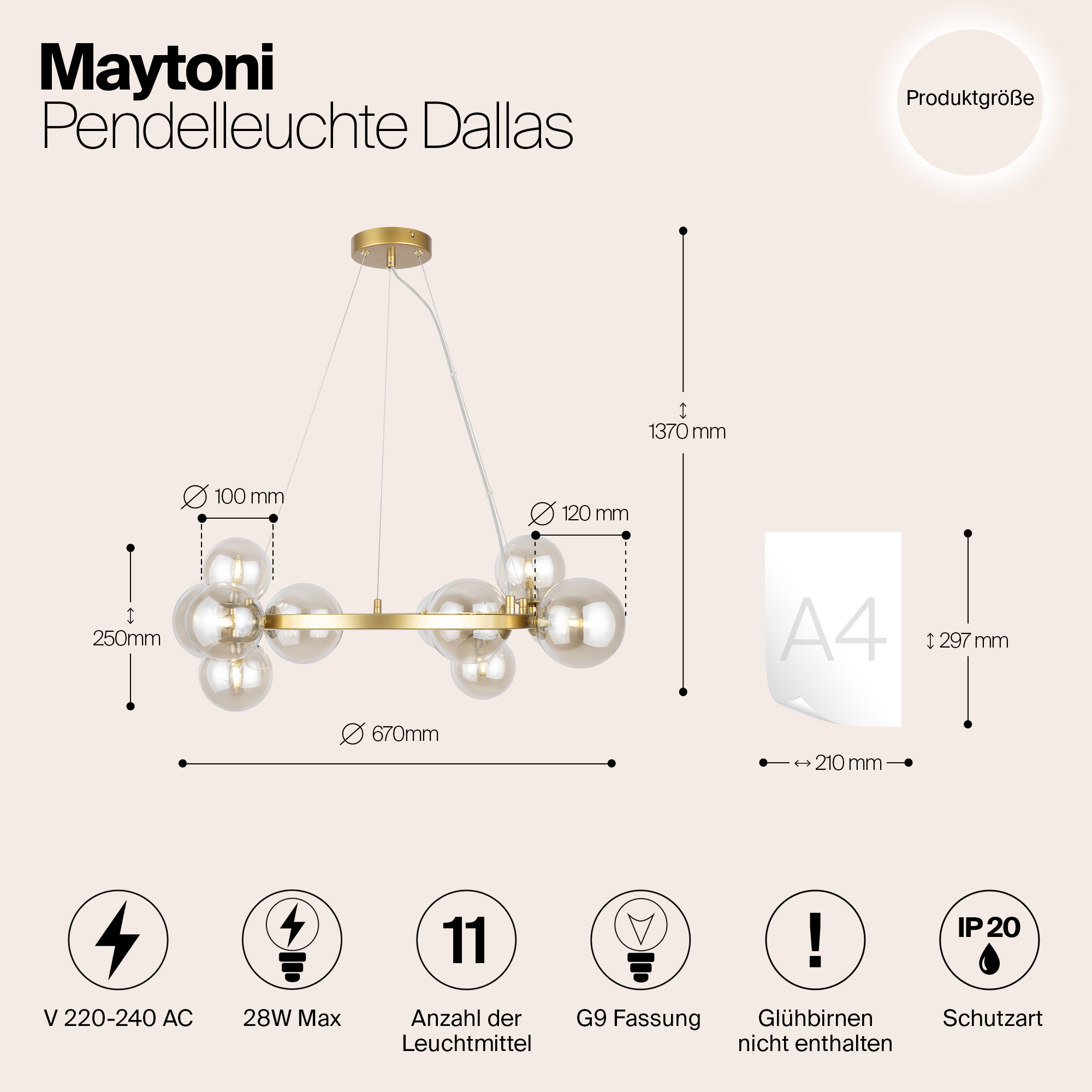 Подвесной светильник Maytoni MOD545PL-11G