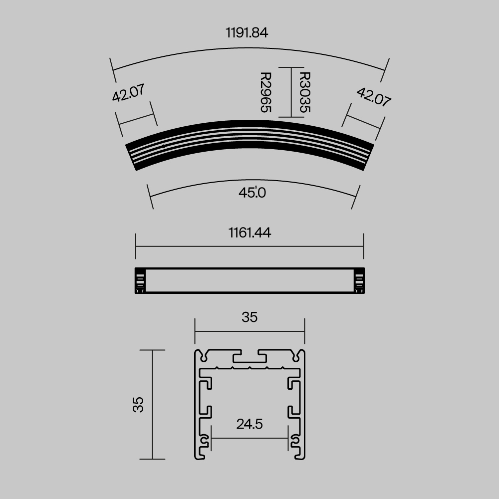 Комплектующие к светодиодной ленте Led Strip ALM-3535R-B-D-45°-3M
