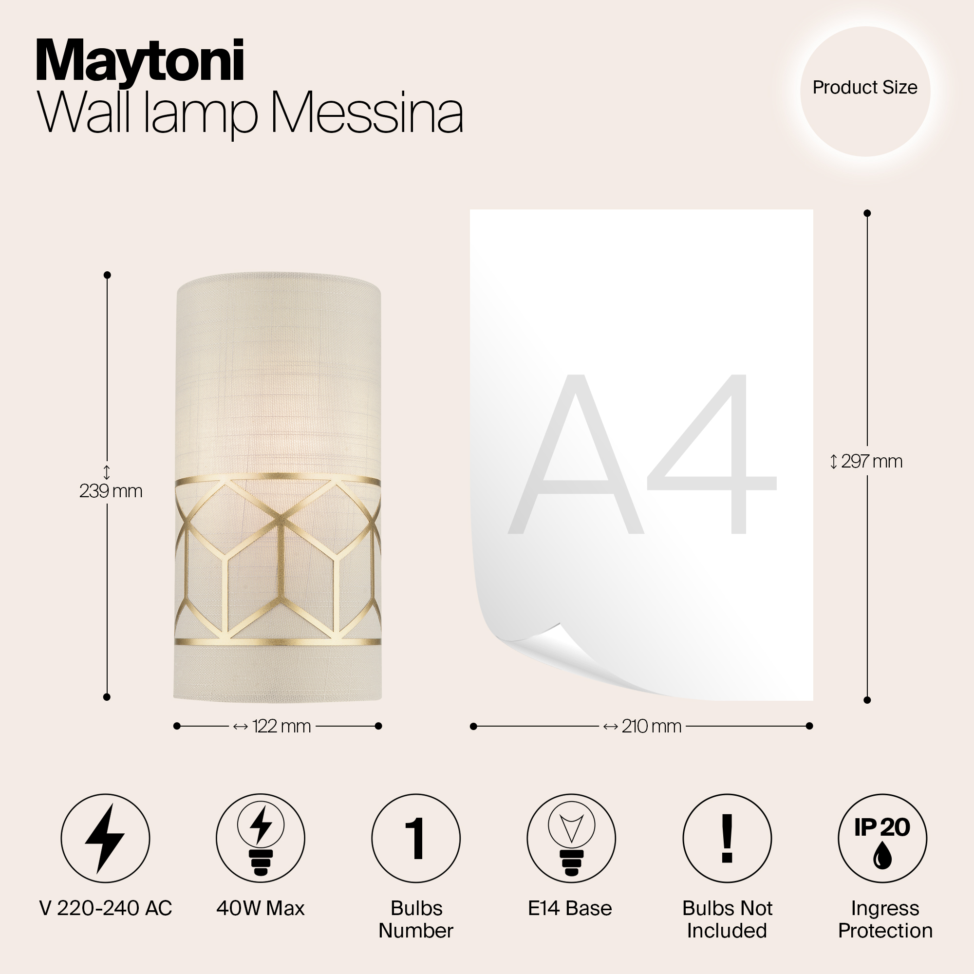 Настенный светильник (бра) Maytoni H223-WL-01-G