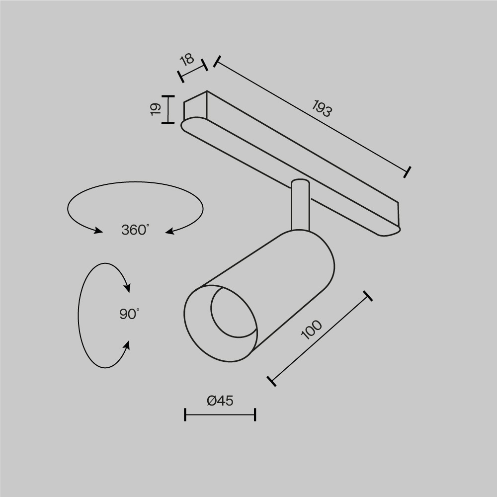 Трековый светильник Technical TR032-2-5W4K-M-BW