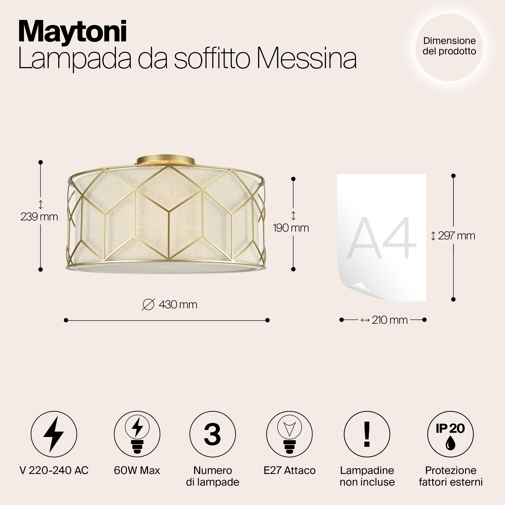 Потолочный светильник Maytoni H223-PL-03-G