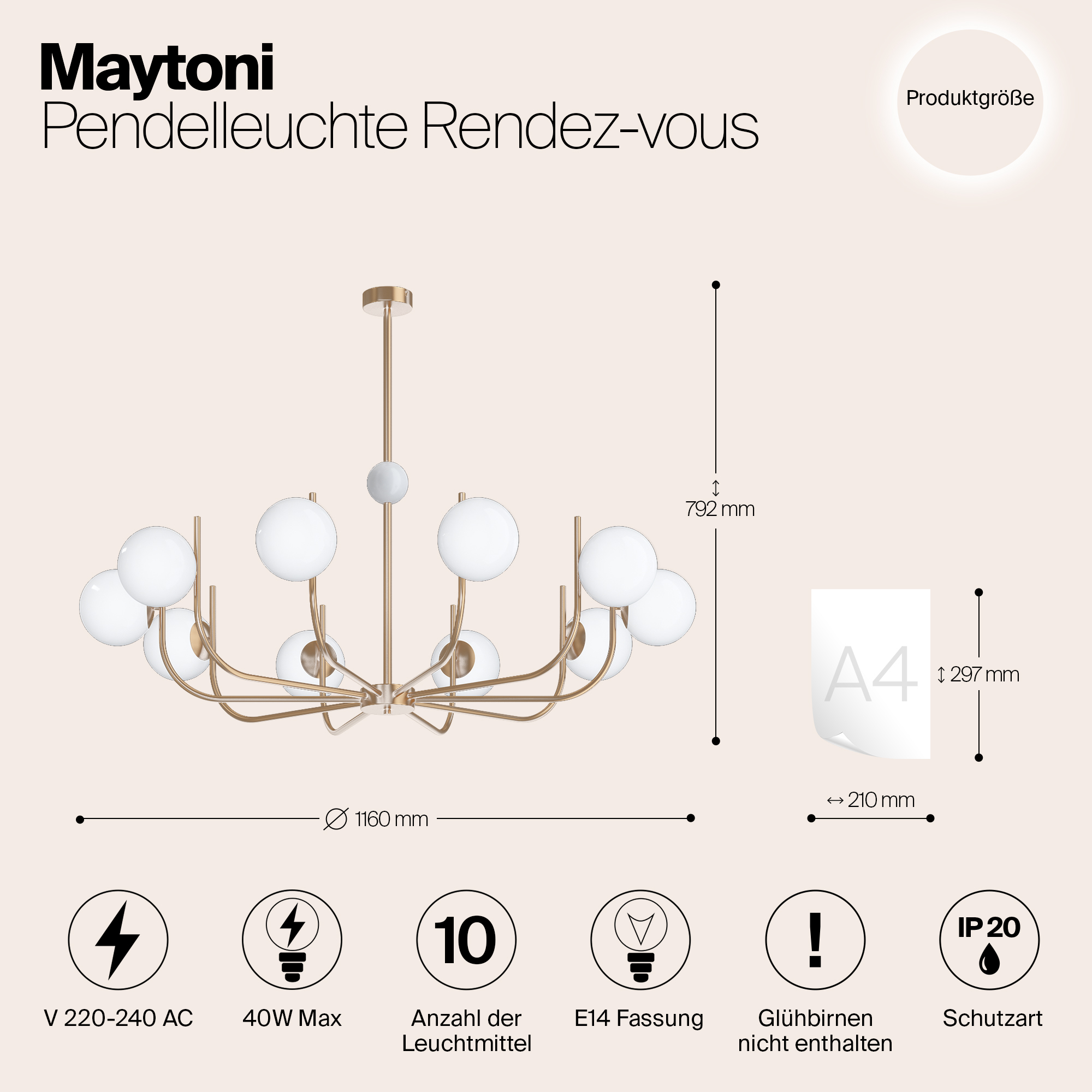 Подвесной светильник Maytoni MOD109PL-10BS