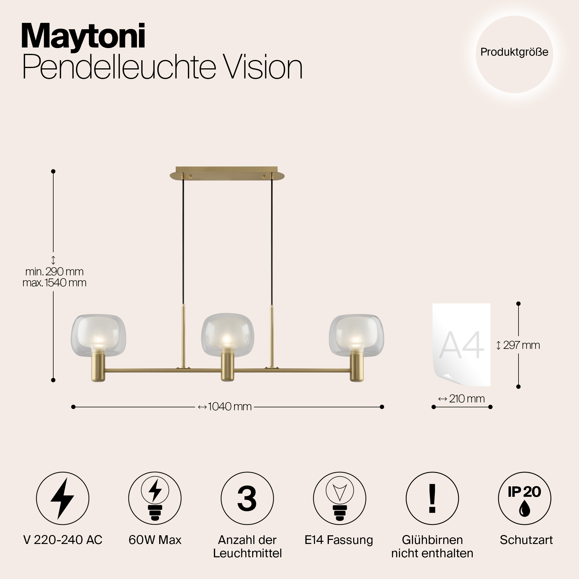 Подвесной светильник Maytoni MOD411PL-03G