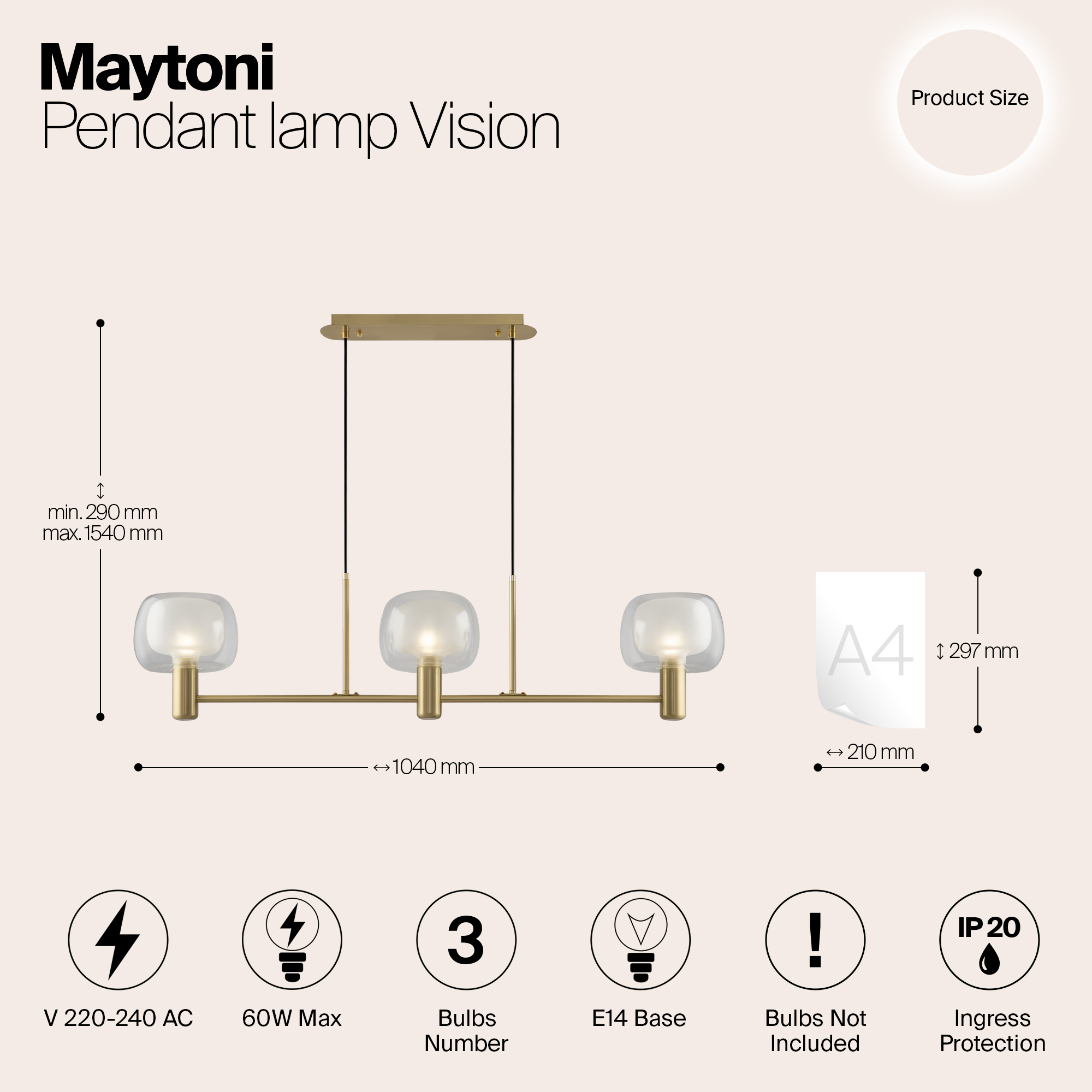 Подвесной светильник Maytoni MOD411PL-03G