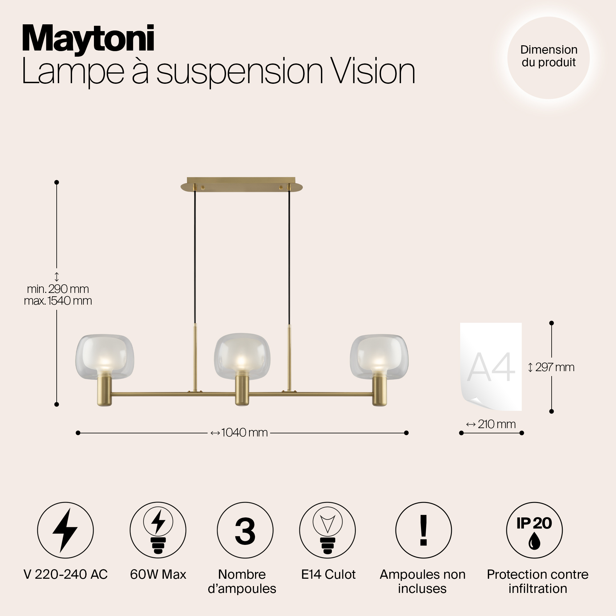 Подвесной светильник Maytoni MOD411PL-03G