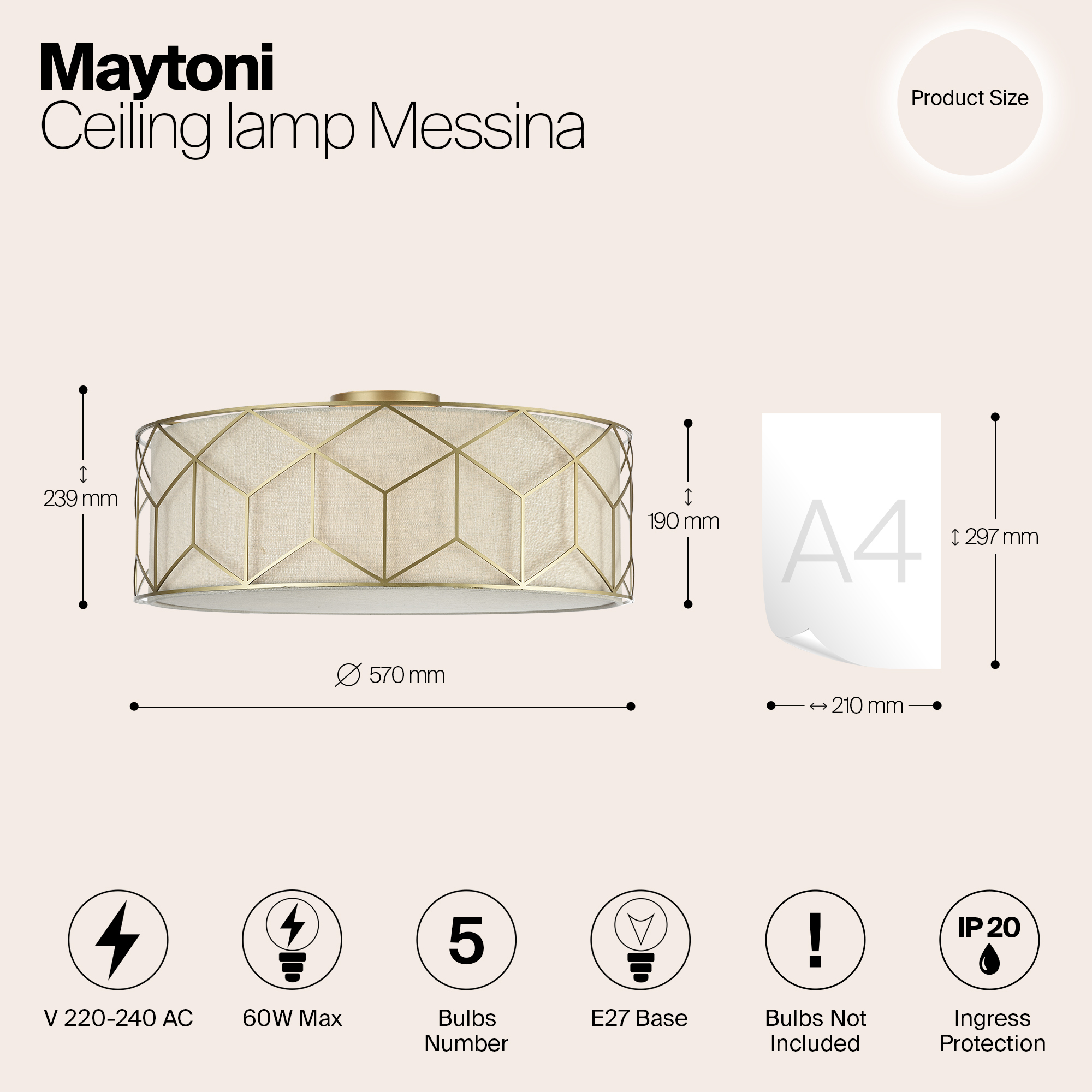 Потолочный светильник Maytoni H223-PL-05-G