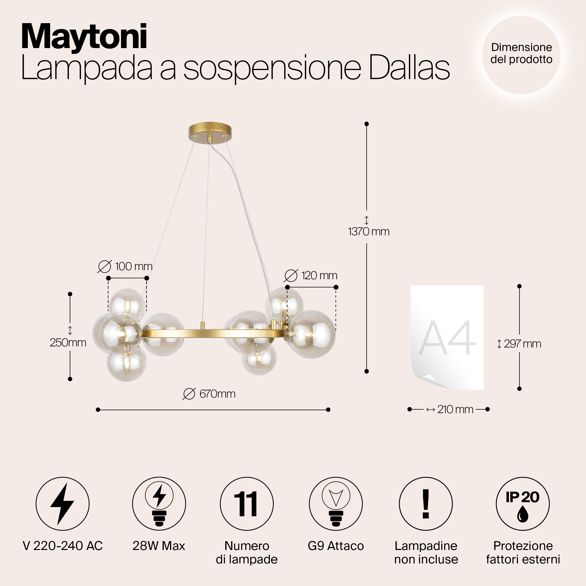 Подвесной светильник Maytoni MOD545PL-11G