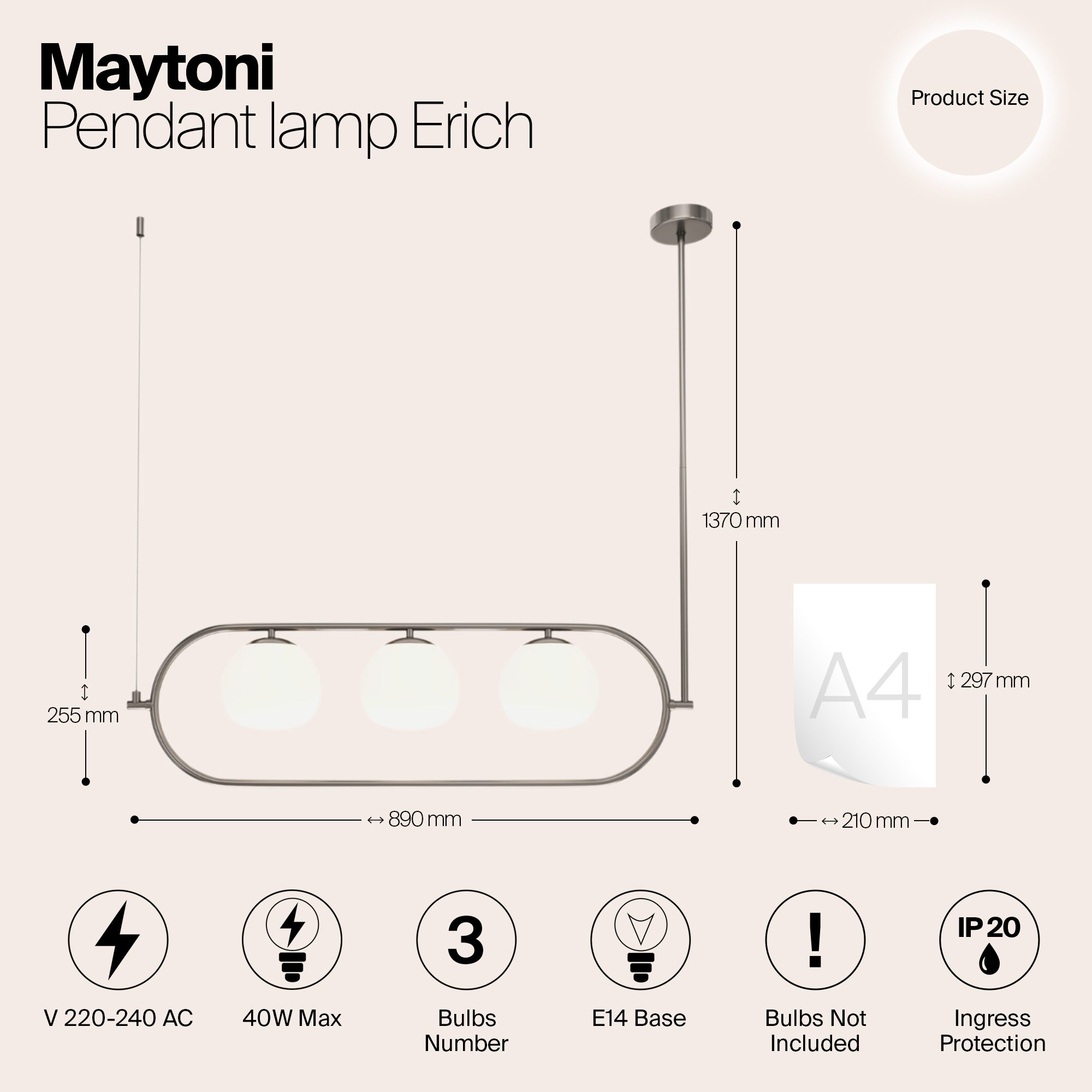 Подвесной светильник Maytoni MOD221PL-03N