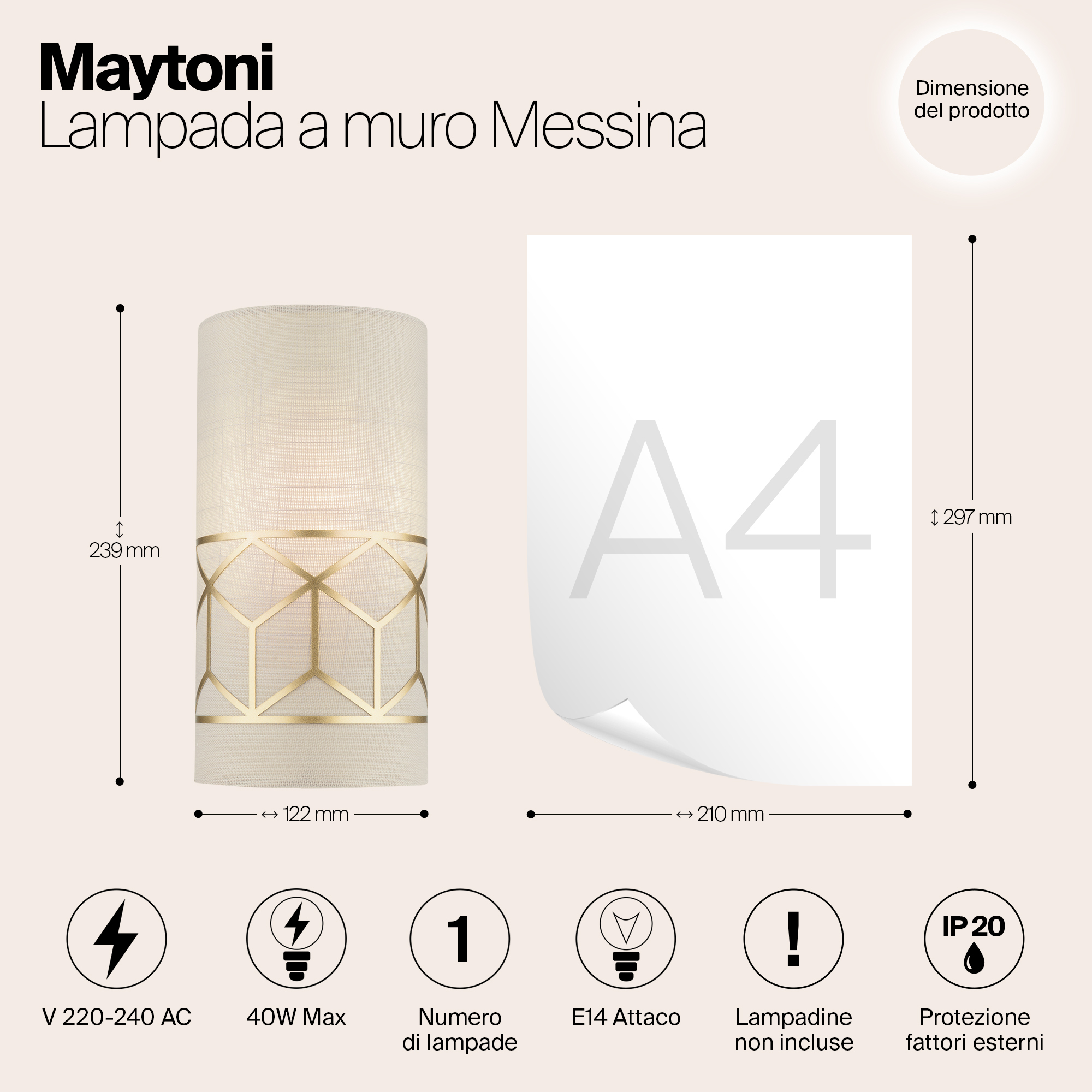 Настенный светильник (бра) Maytoni H223-WL-01-G