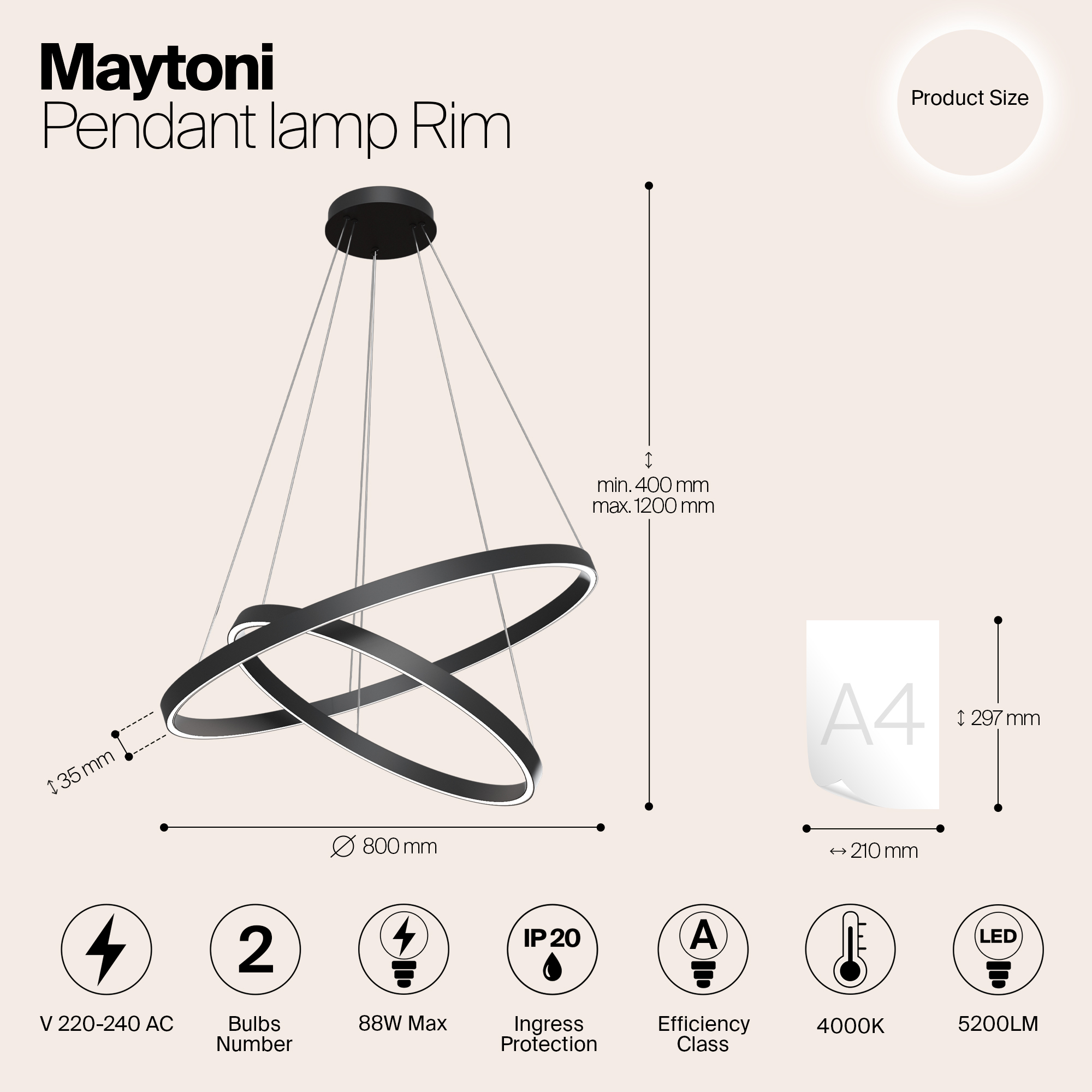 Подвесной светильник Maytoni MOD058PL-L74B4K