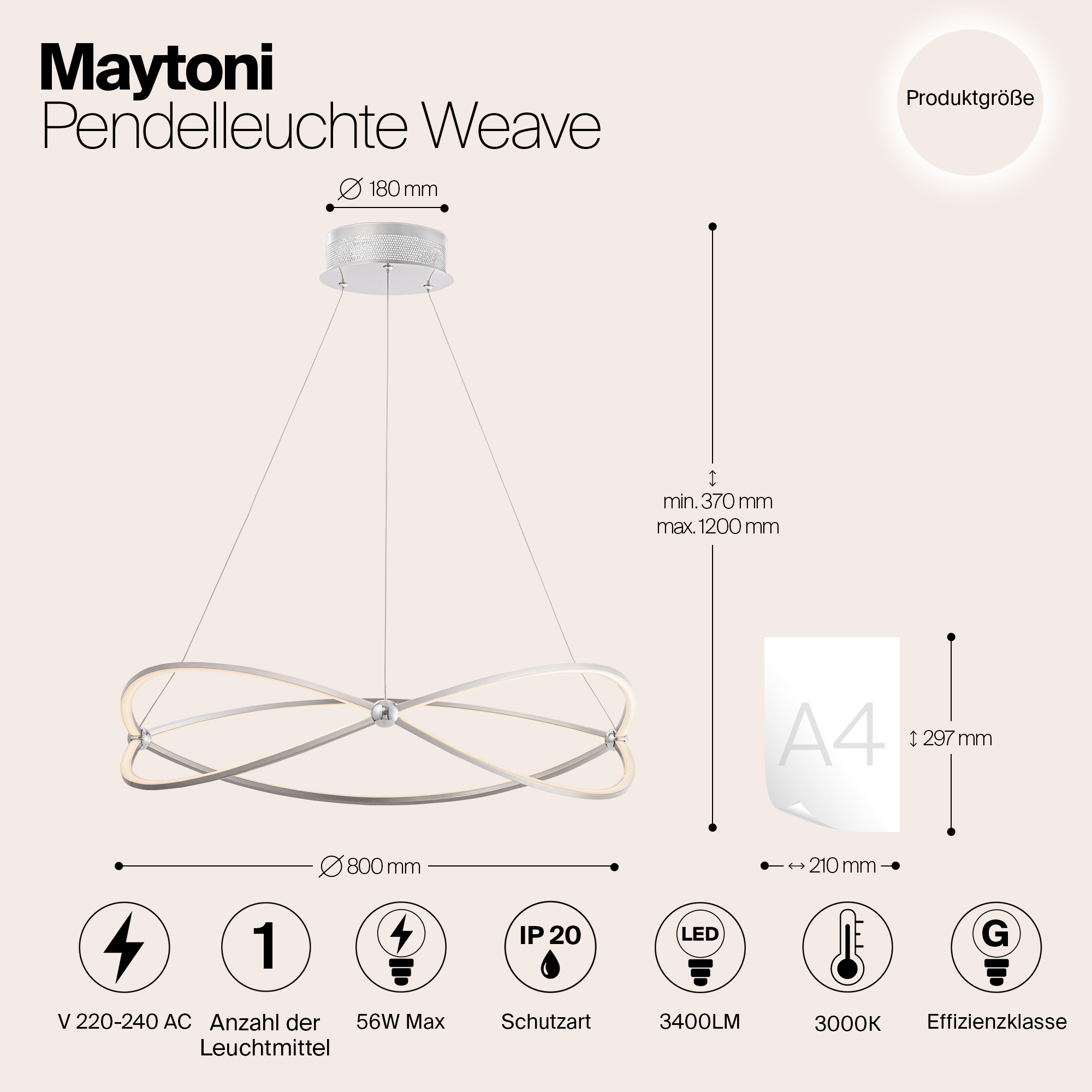 Подвесной светильник Maytoni MOD062PL-L56CH3K