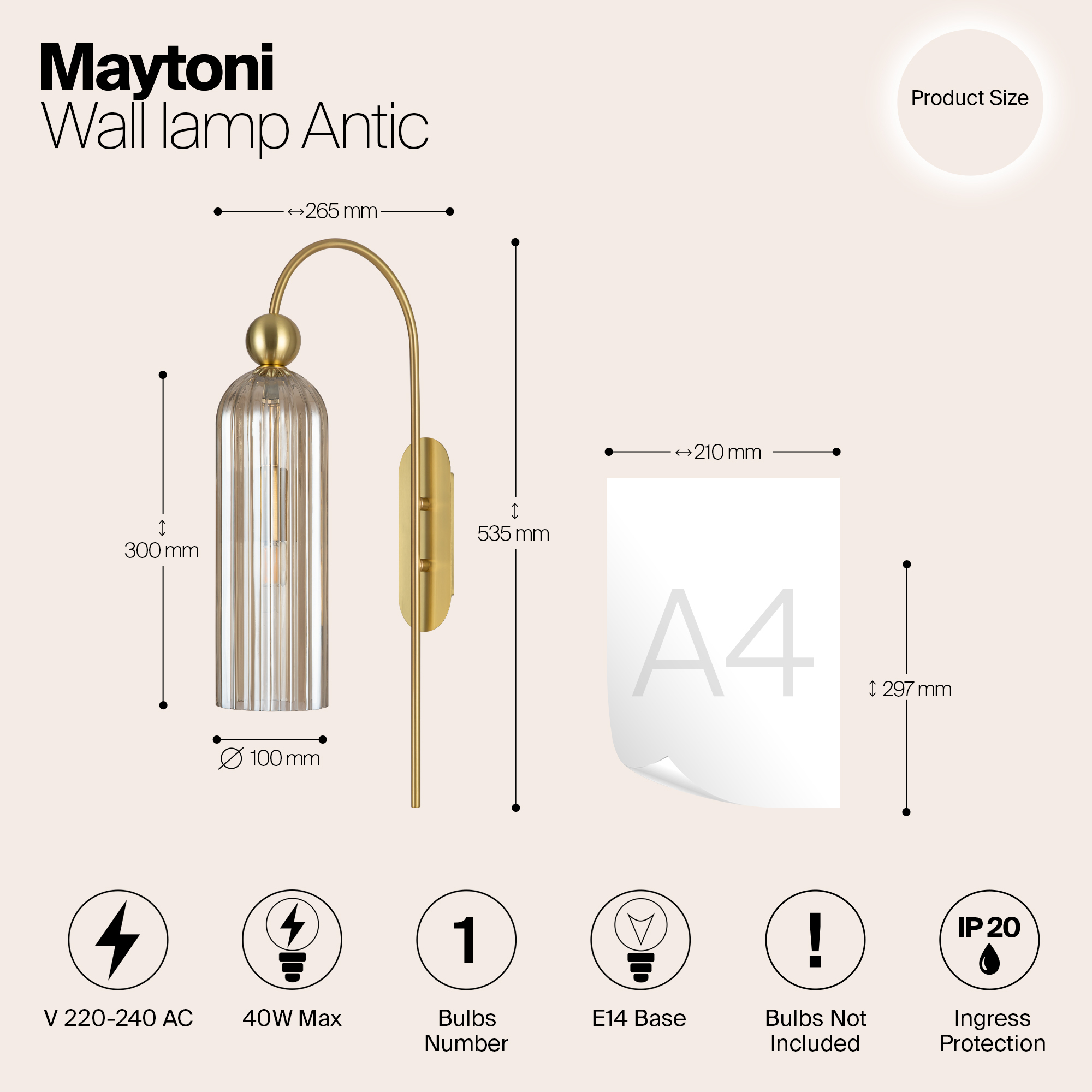 Настенный светильник (бра) Maytoni MOD302WL-01CG