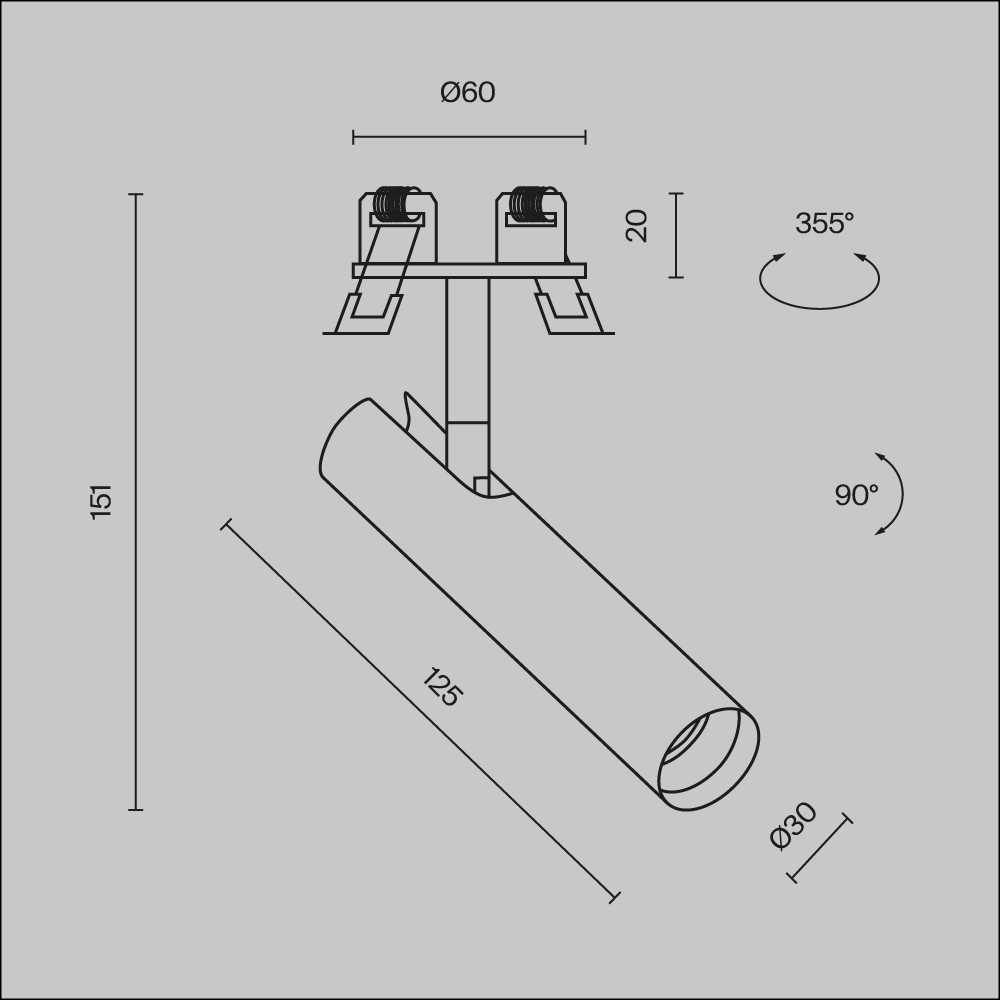 Встраиваемый светильник Technical C141RS-L125-6W3K-B