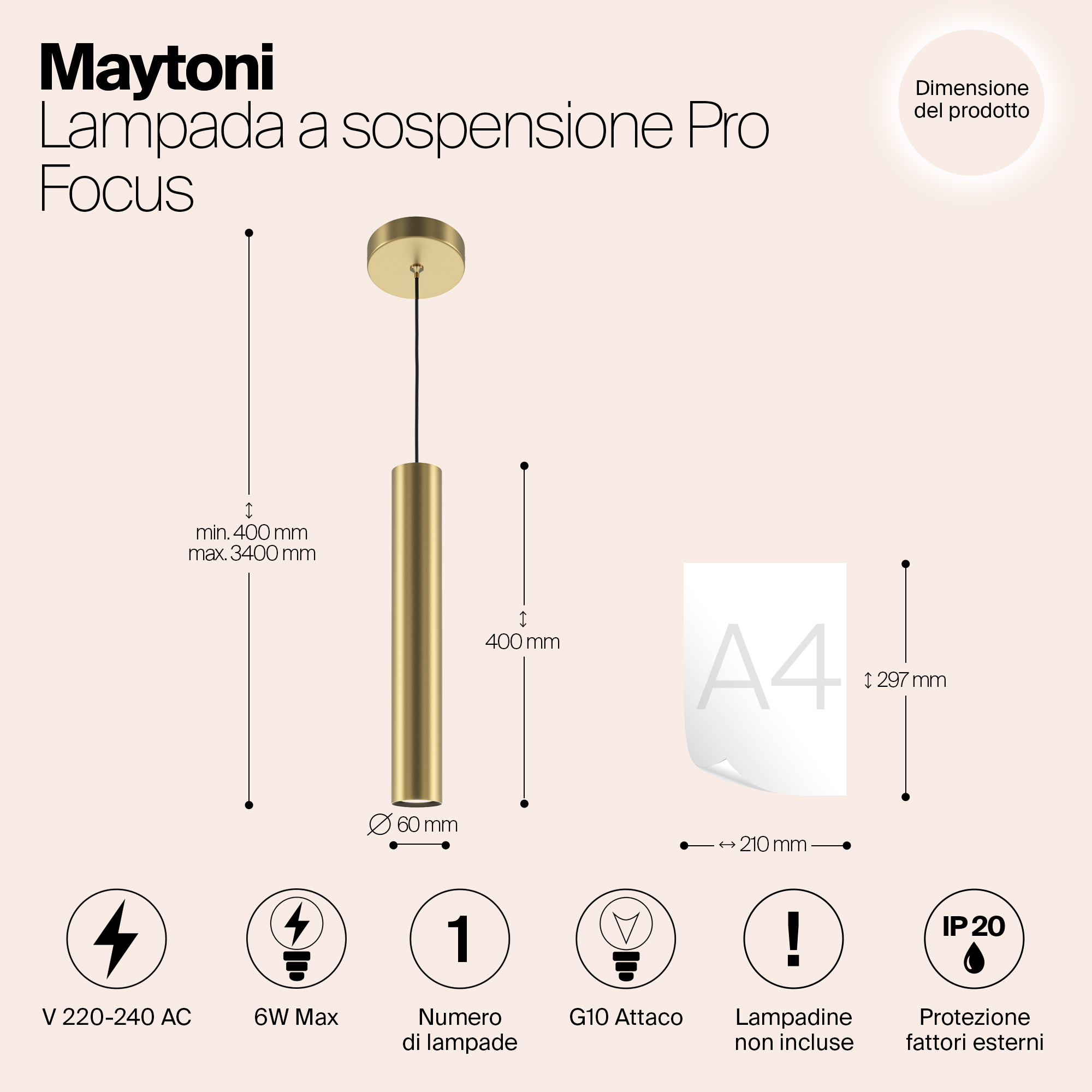 Подвесной светильник Maytoni MOD161PL-01G1