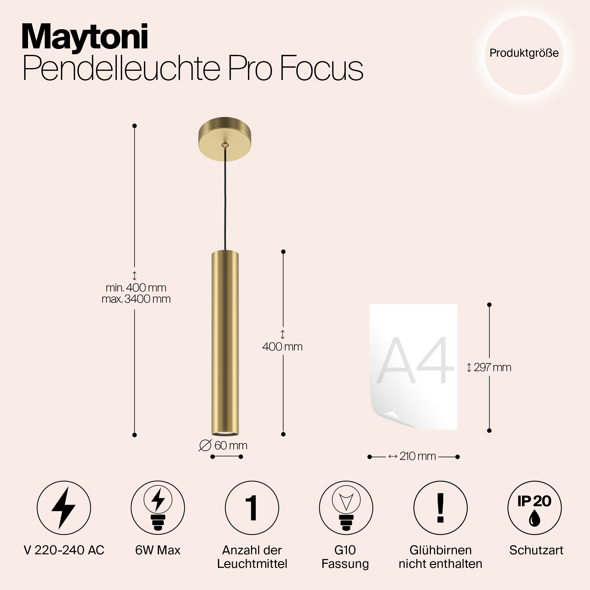 Подвесной светильник Maytoni MOD161PL-01G1