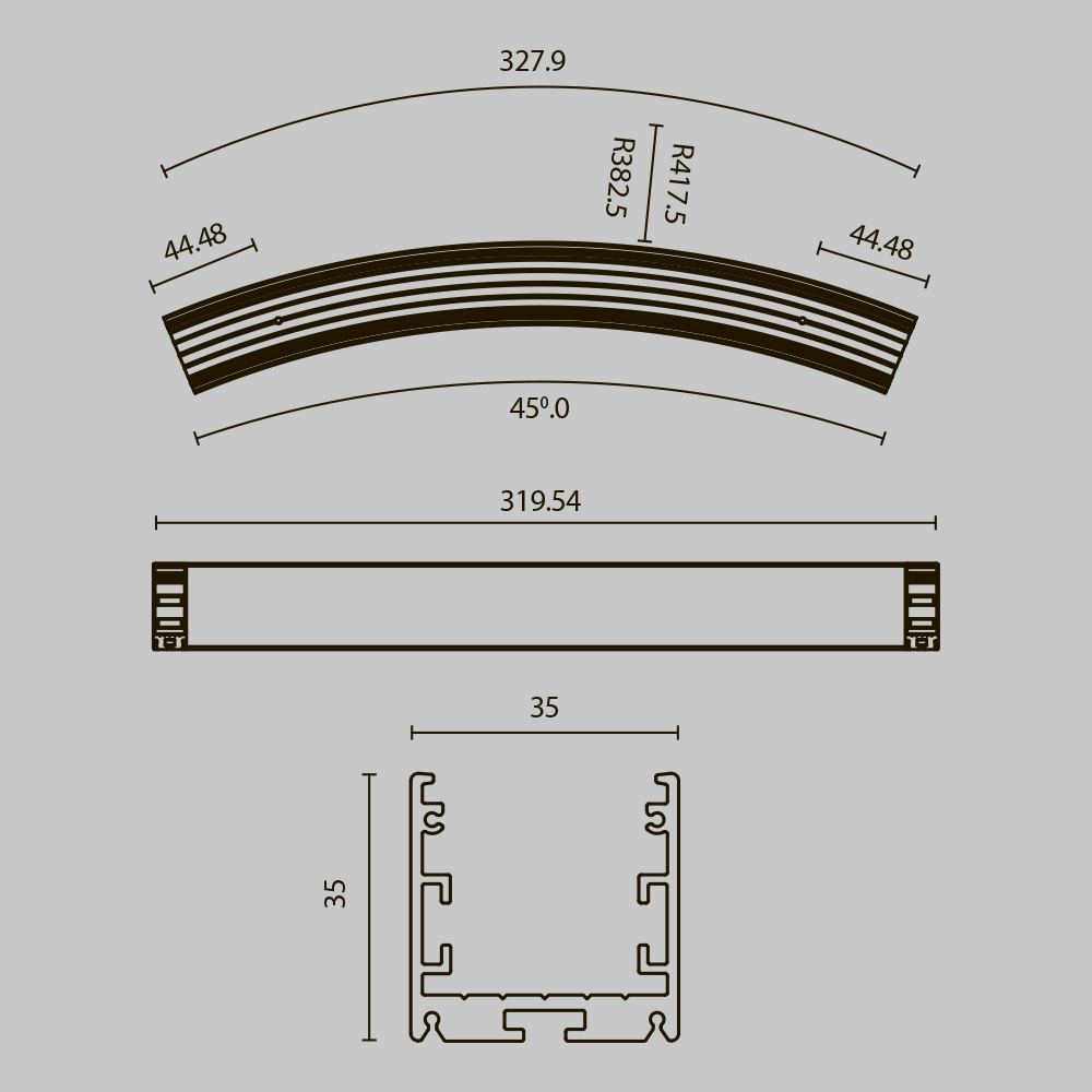 Комплектующие к светодиодной ленте Led Strip ALM-3535R-B-D-45°-0.8M