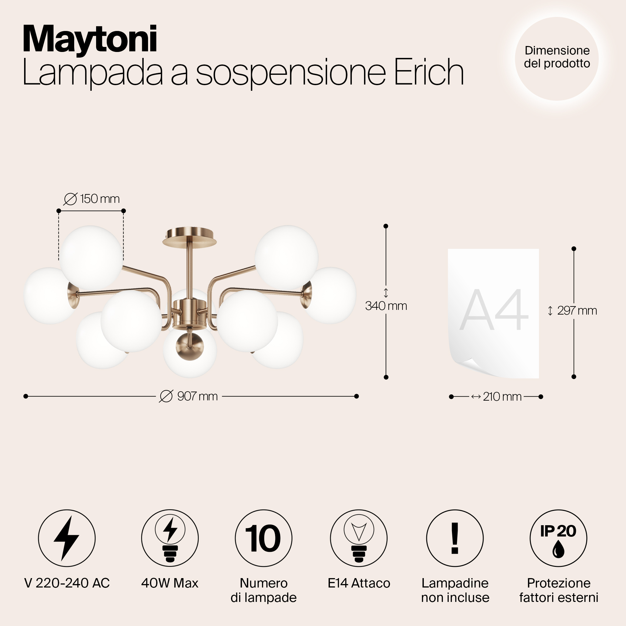 Подвесной светильник Maytoni MOD221PL-10G