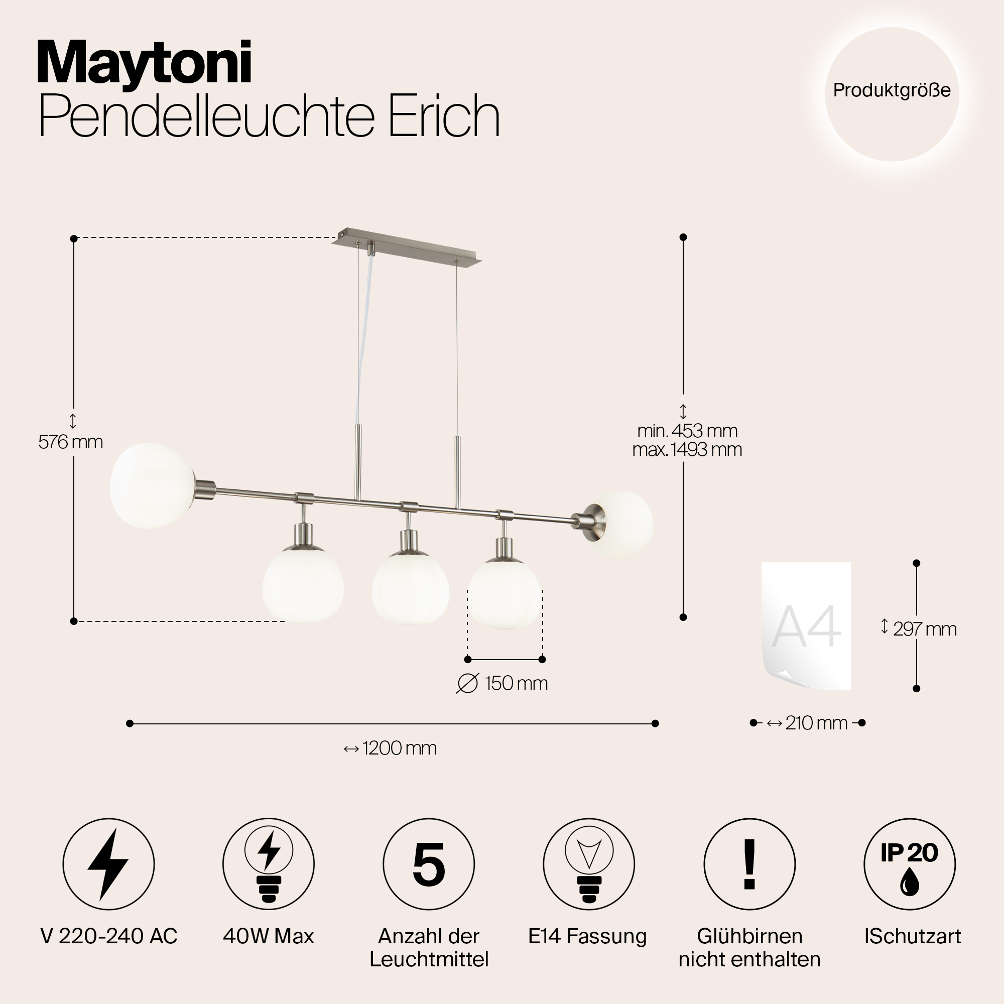 Подвесной светильник Maytoni MOD221-PL-05-N