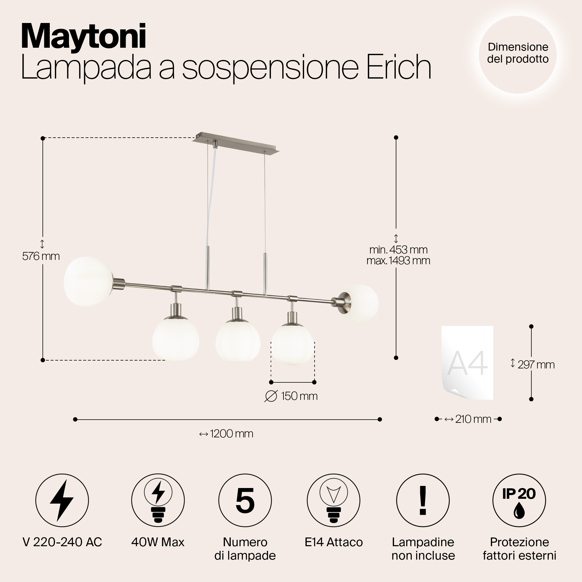 Подвесной светильник Maytoni MOD221-PL-05-N