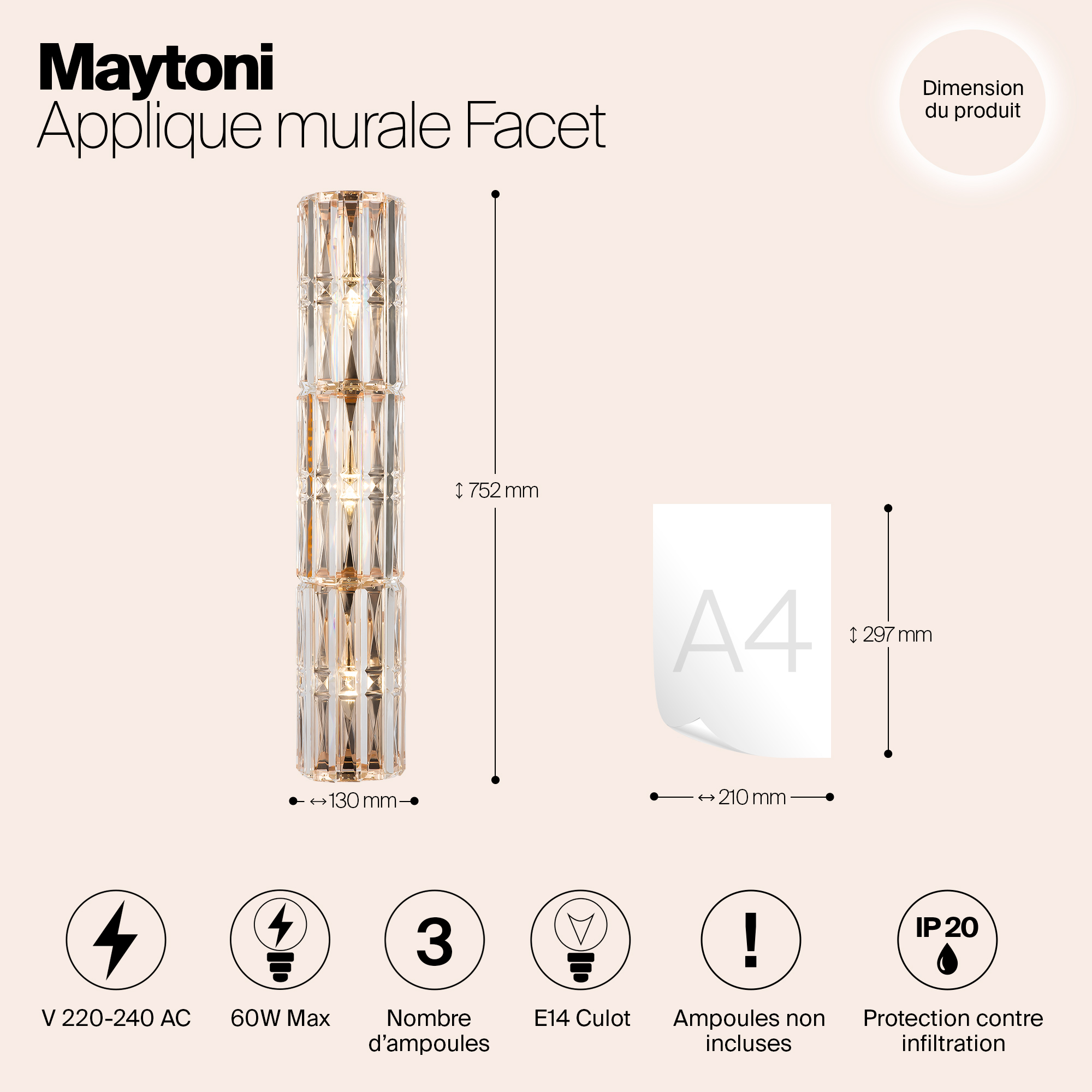 Настенный светильник (бра) Maytoni MOD094WL-03G