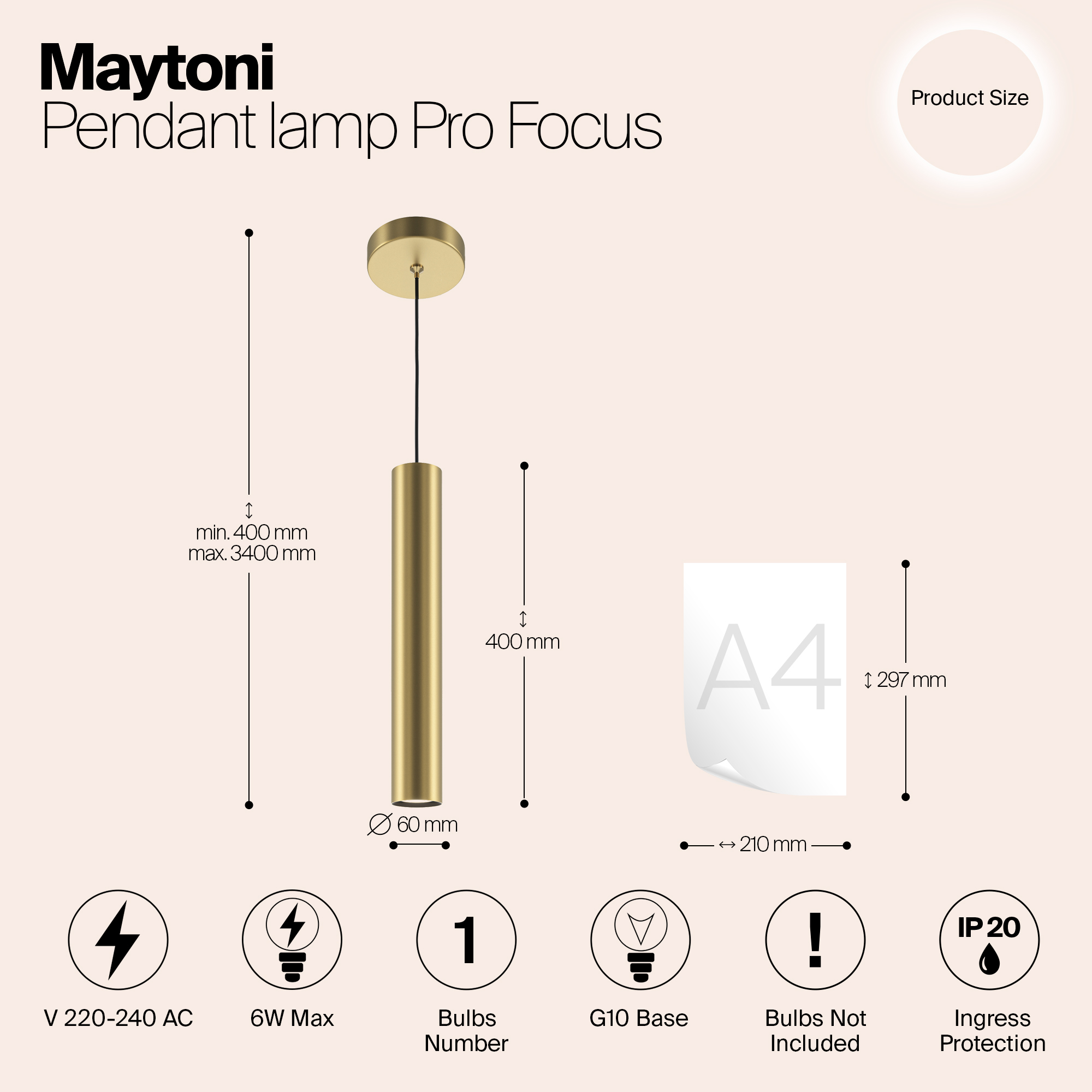 Подвесной светильник Maytoni MOD161PL-01G1