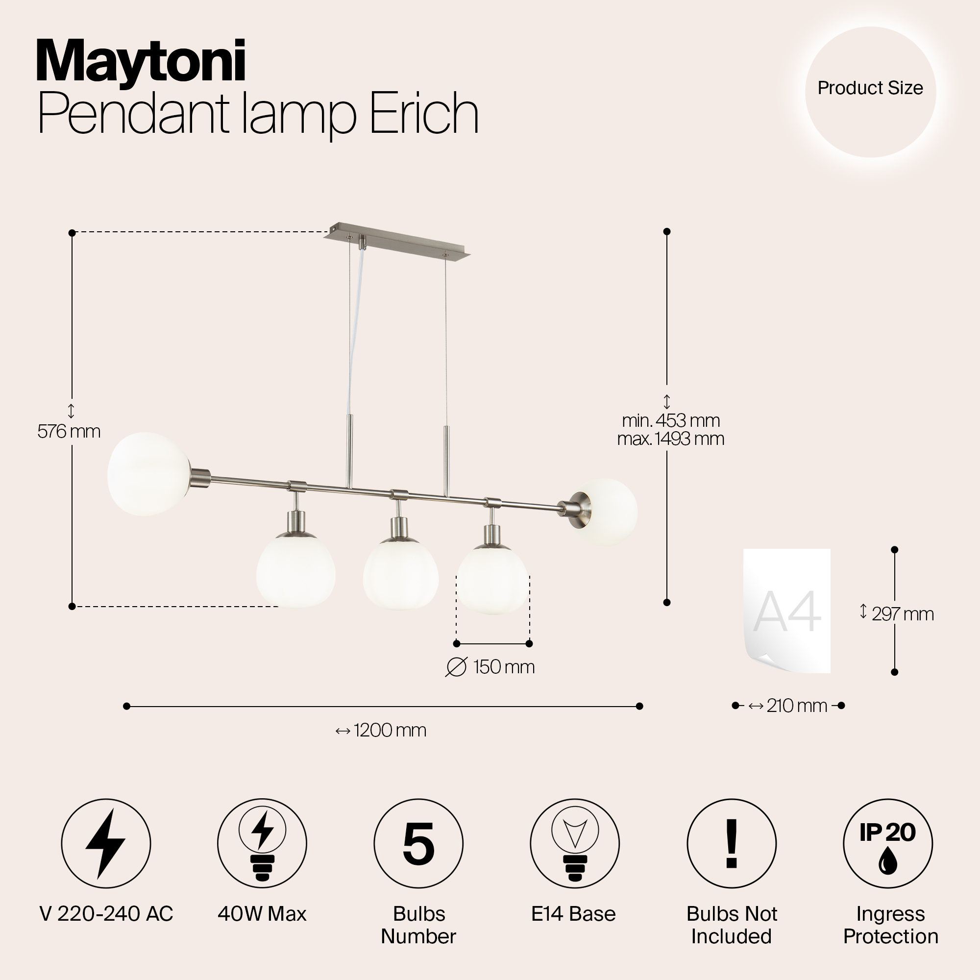 Подвесной светильник Maytoni MOD221-PL-05-N