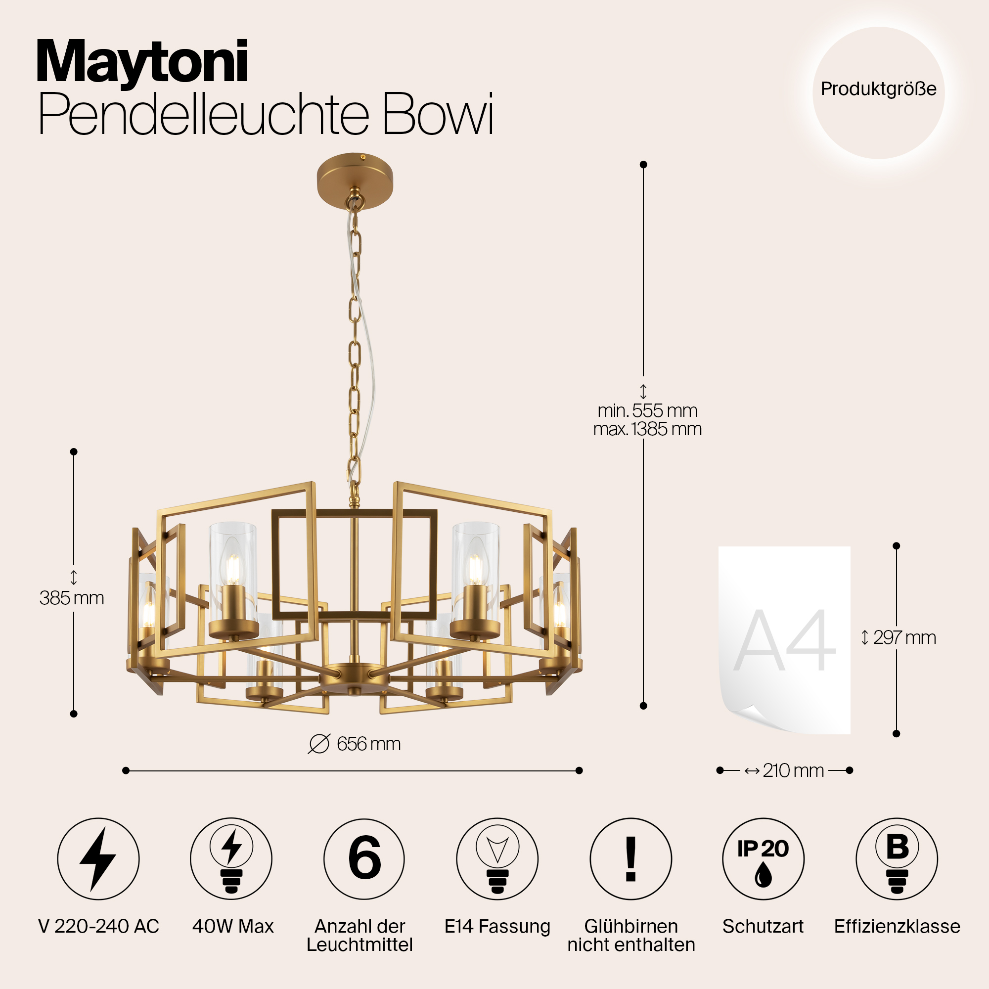 Подвесной светильник Maytoni H009PL-06G