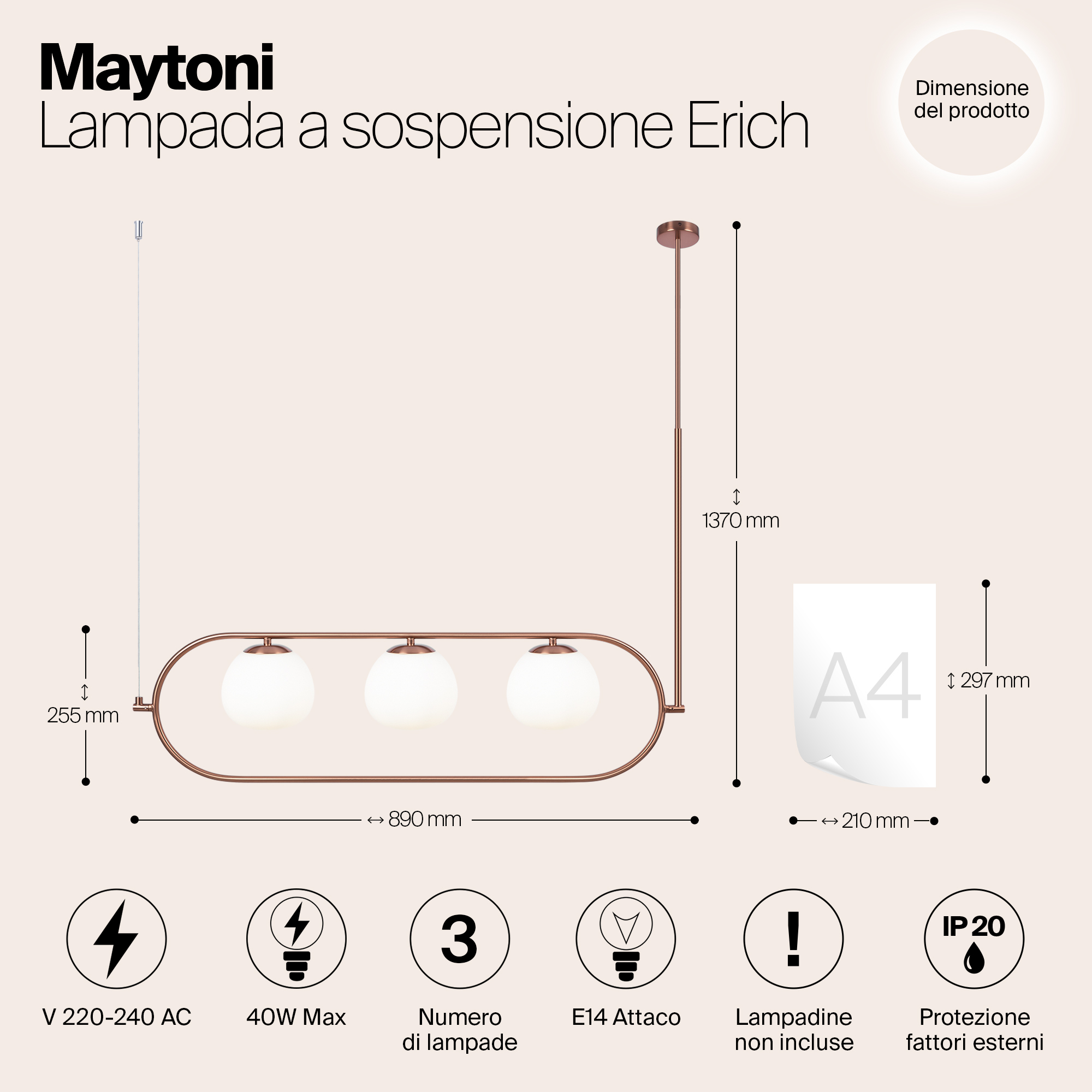 Подвесной светильник Maytoni MOD221PL-03BS