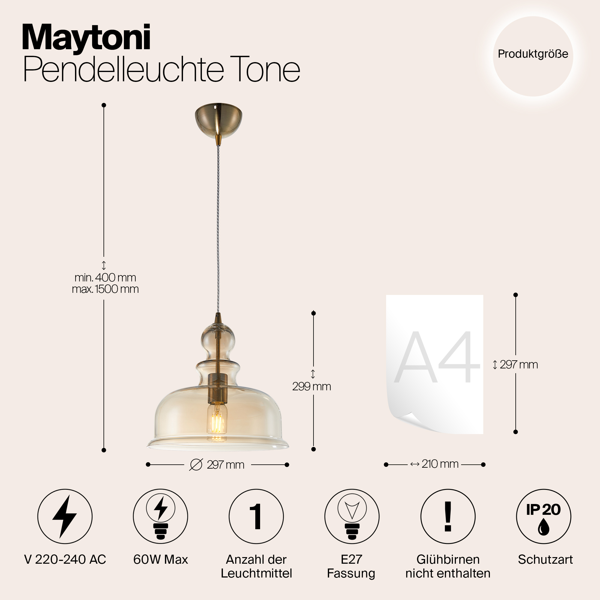 Подвесной светильник Maytoni P001PL-01BZ