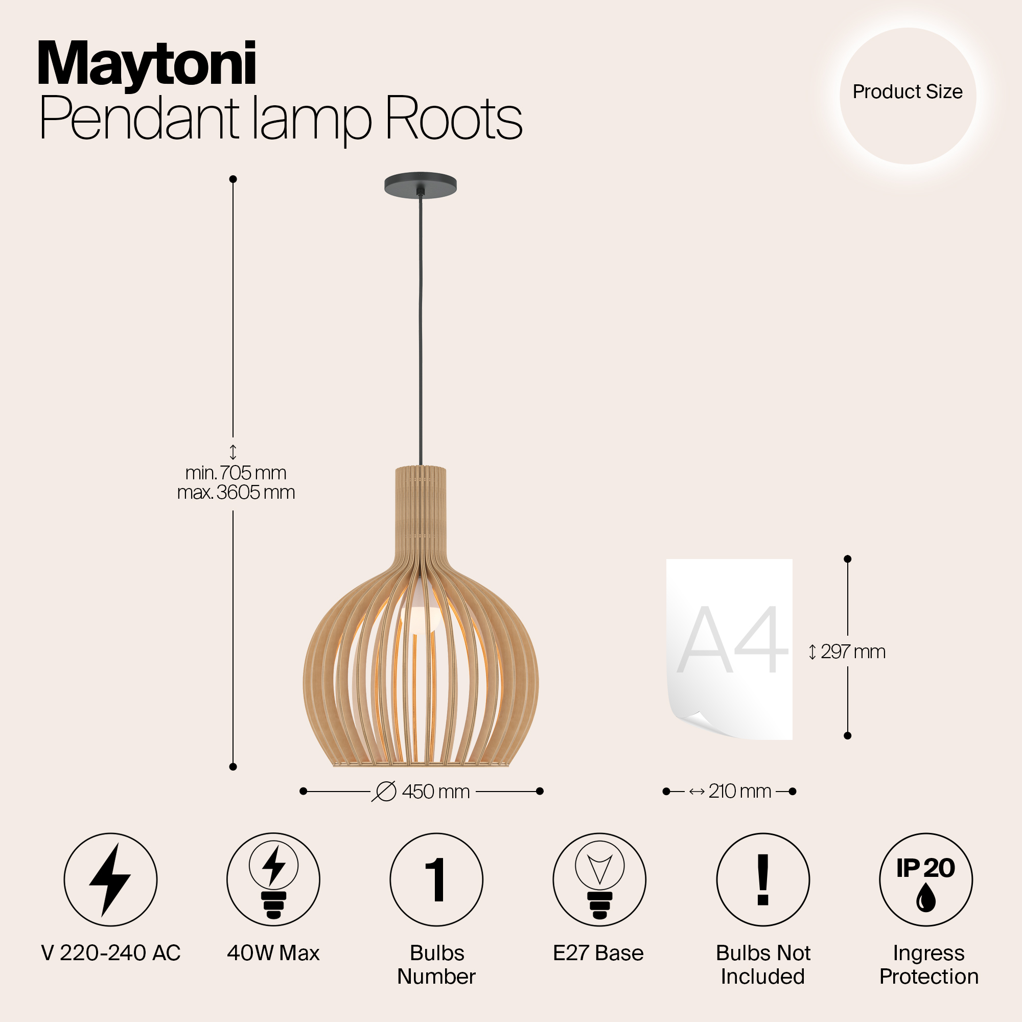 Подвесной светильник Maytoni MOD194PL-01W1