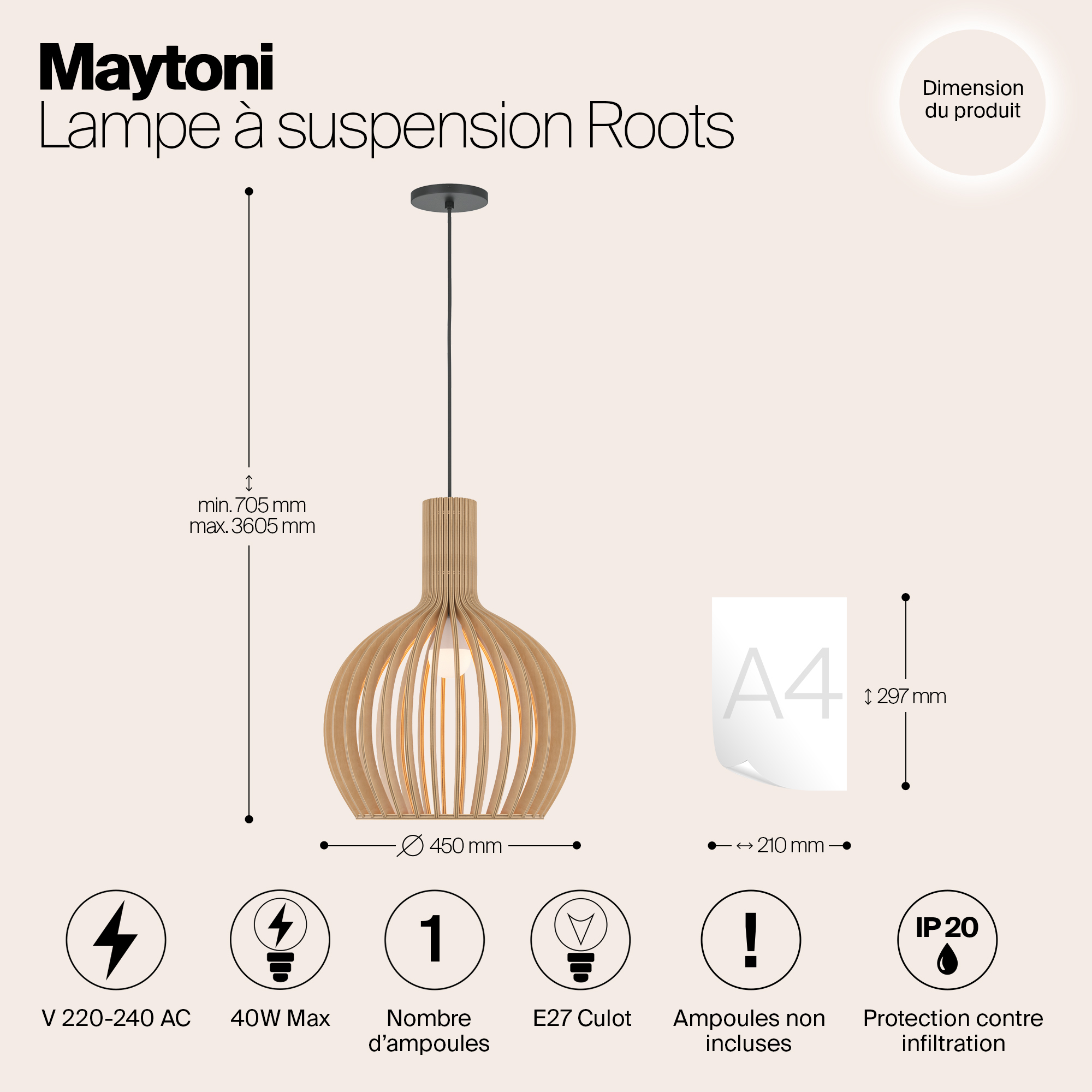 Подвесной светильник Maytoni MOD194PL-01W1