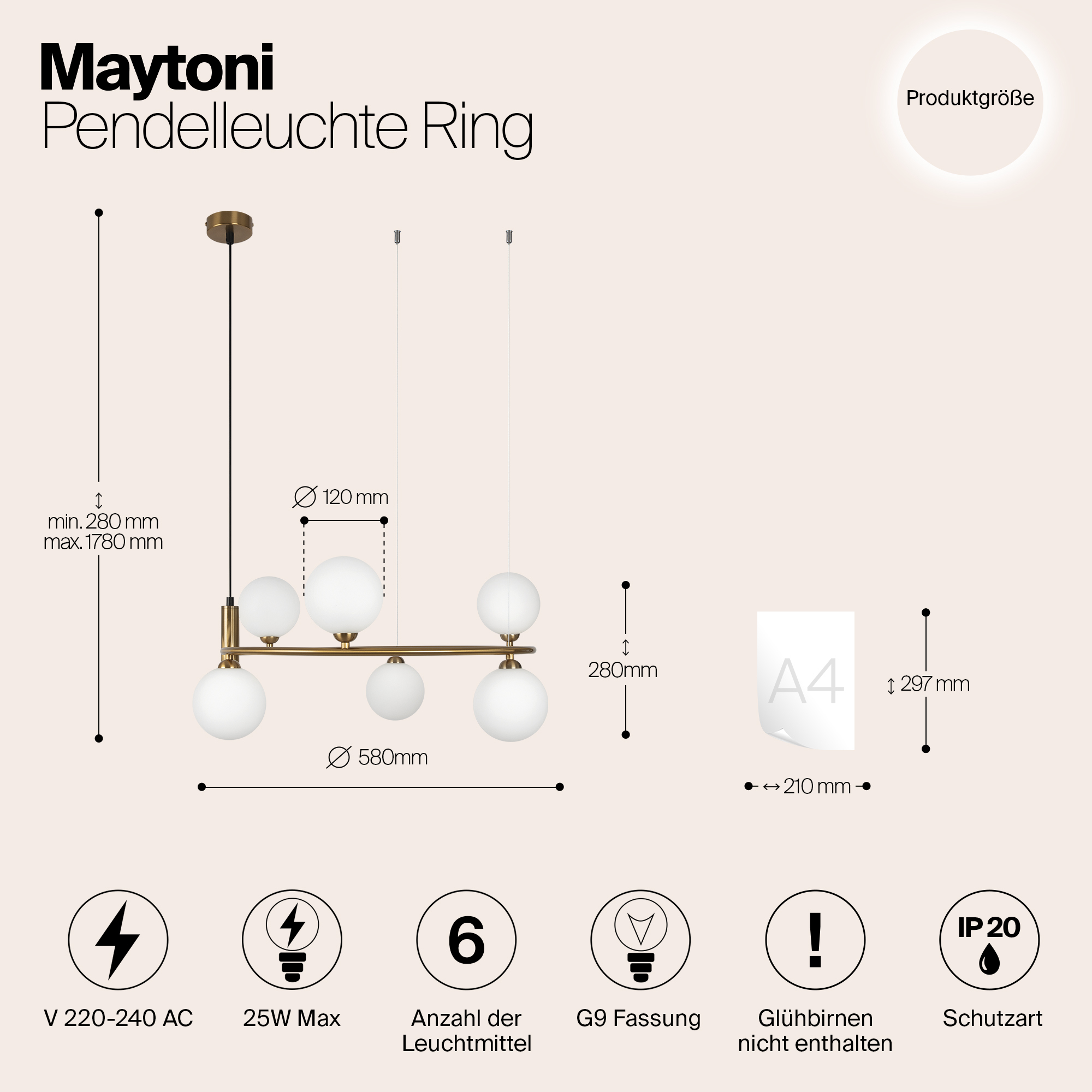 Подвесной светильник Maytoni MOD013PL-06BS1