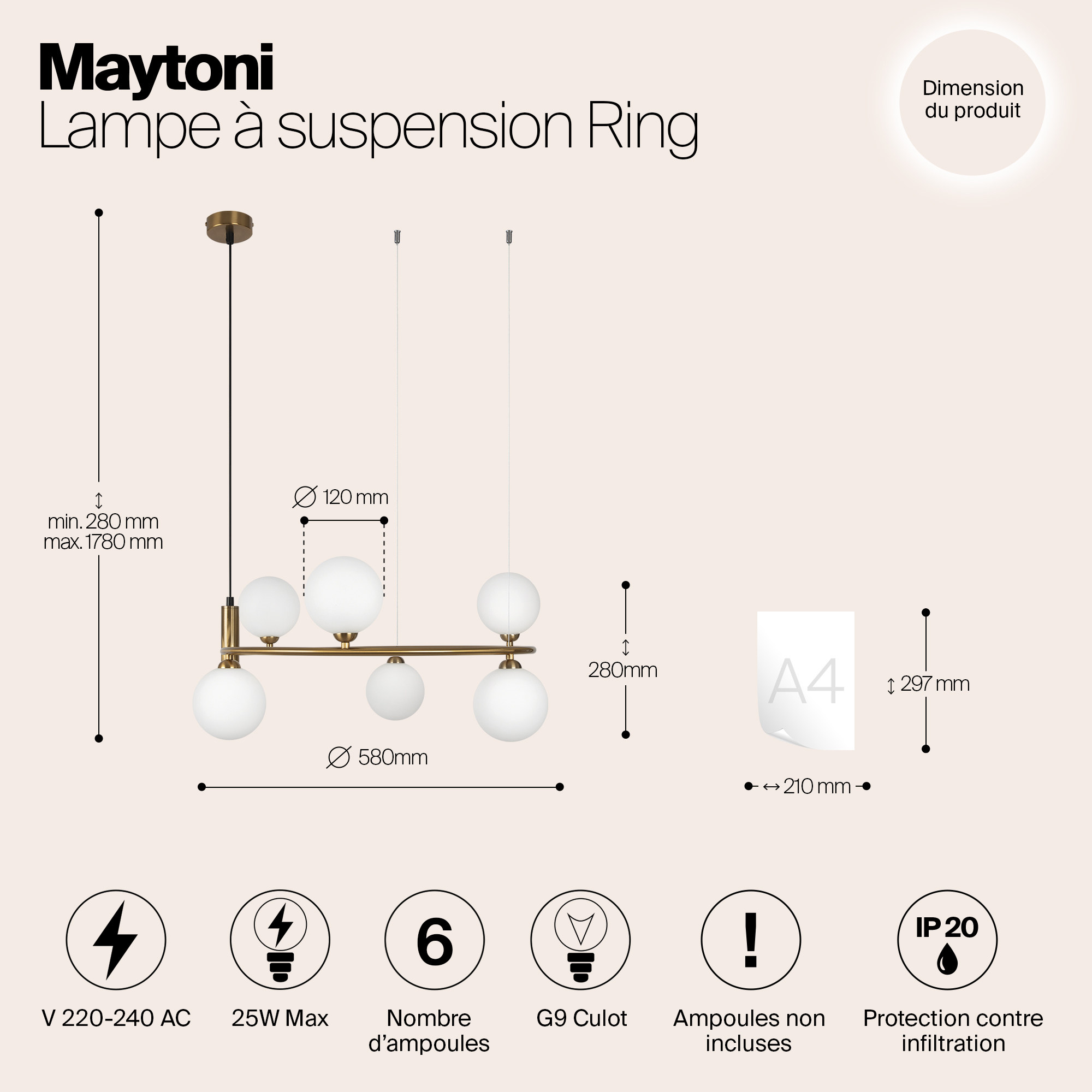 Подвесной светильник Maytoni MOD013PL-06BS1