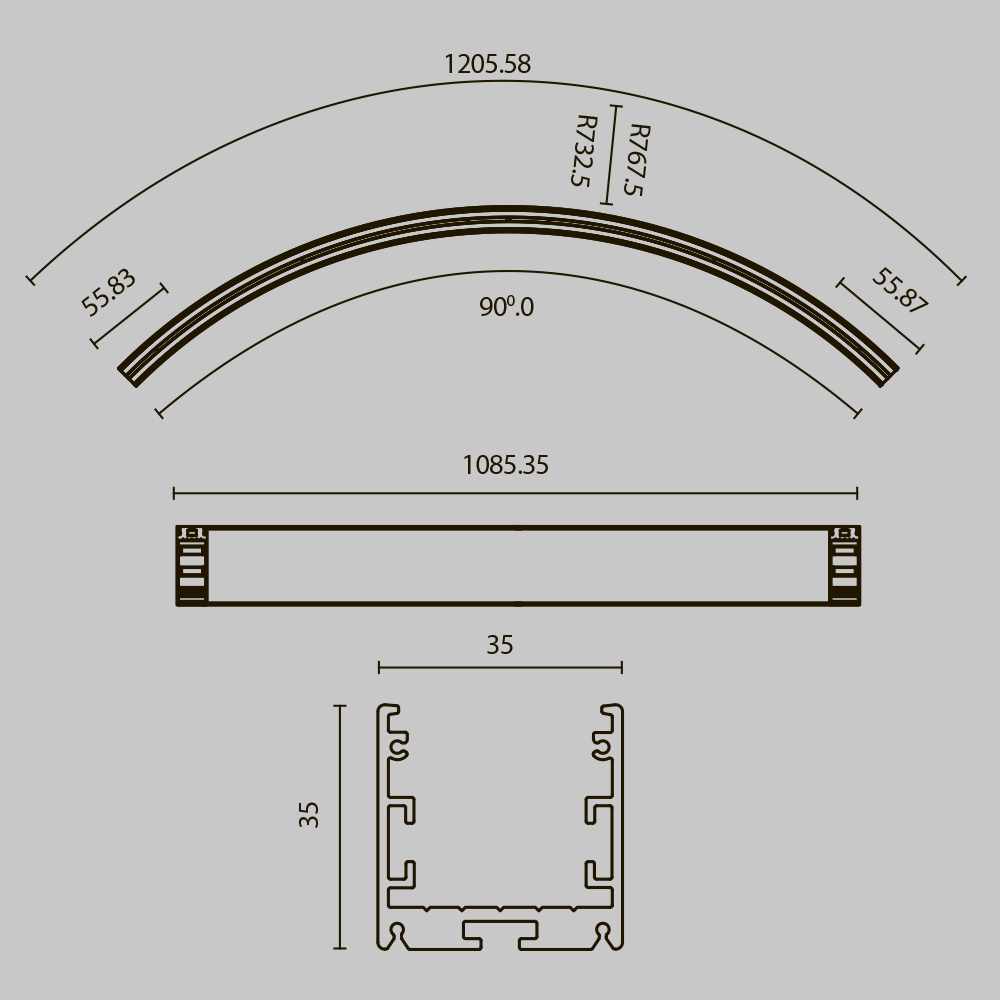 Комплектующие к светодиодной ленте Led Strip ALM-3535R-B-D-90°-1.5M