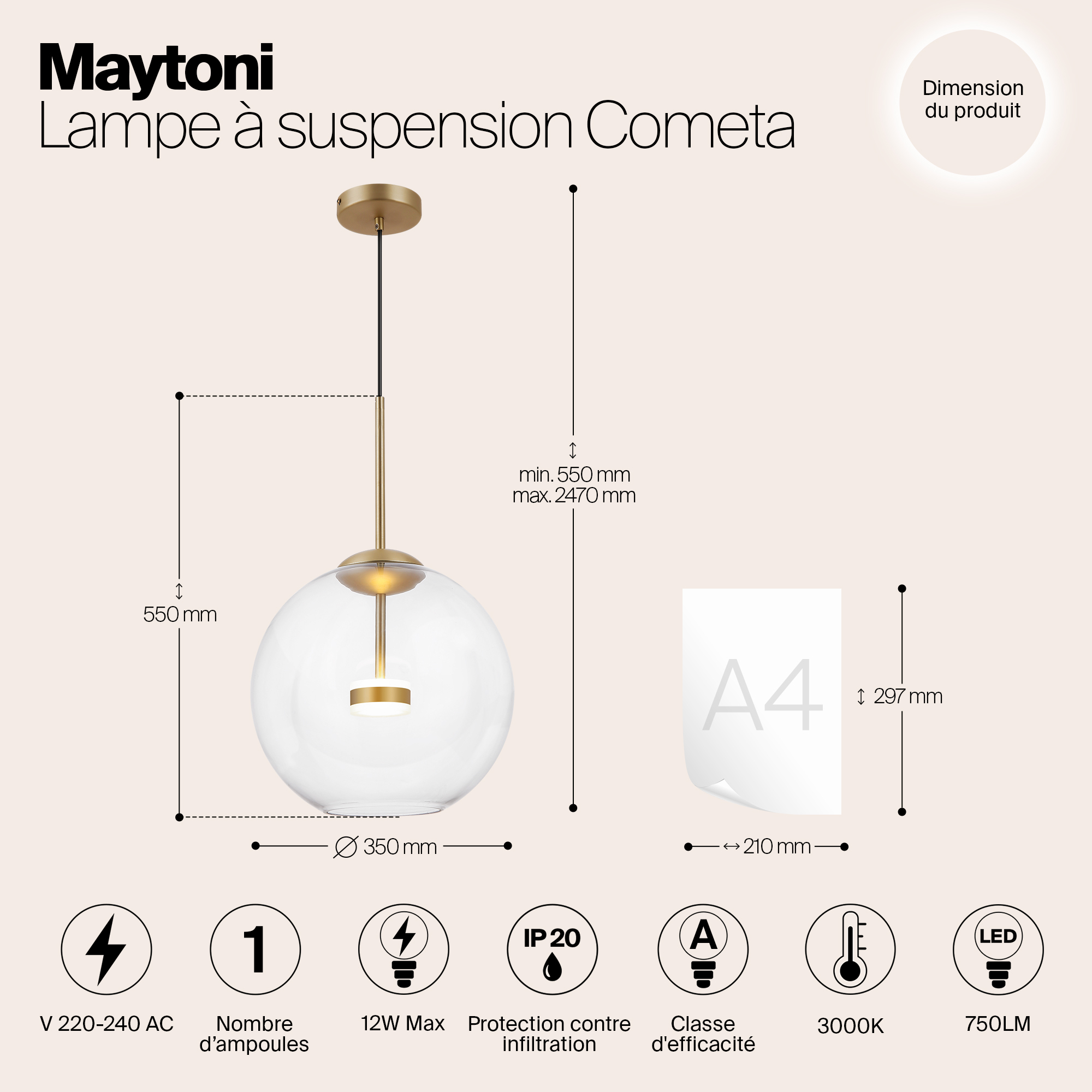 Подвесной светильник Maytoni MOD056PL-L12G3K