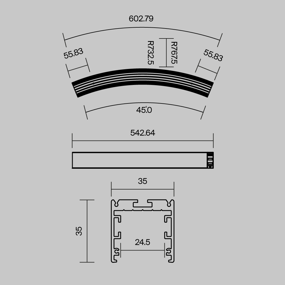 Комплектующие к светодиодной ленте Led Strip ALM-3535R-B-D-45°-1.5M