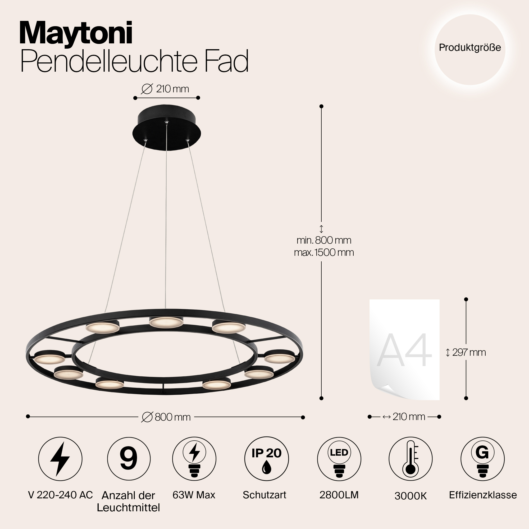 Подвесной светильник Maytoni MOD070PL-L63B3K