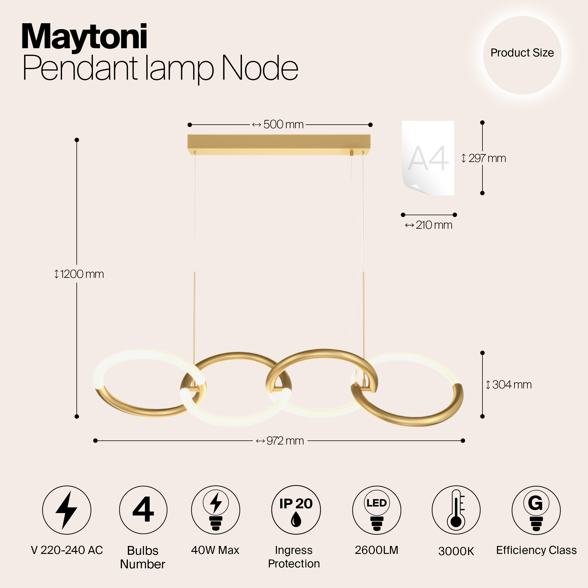 Подвесной светильник Maytoni MOD165PL-L40G3K