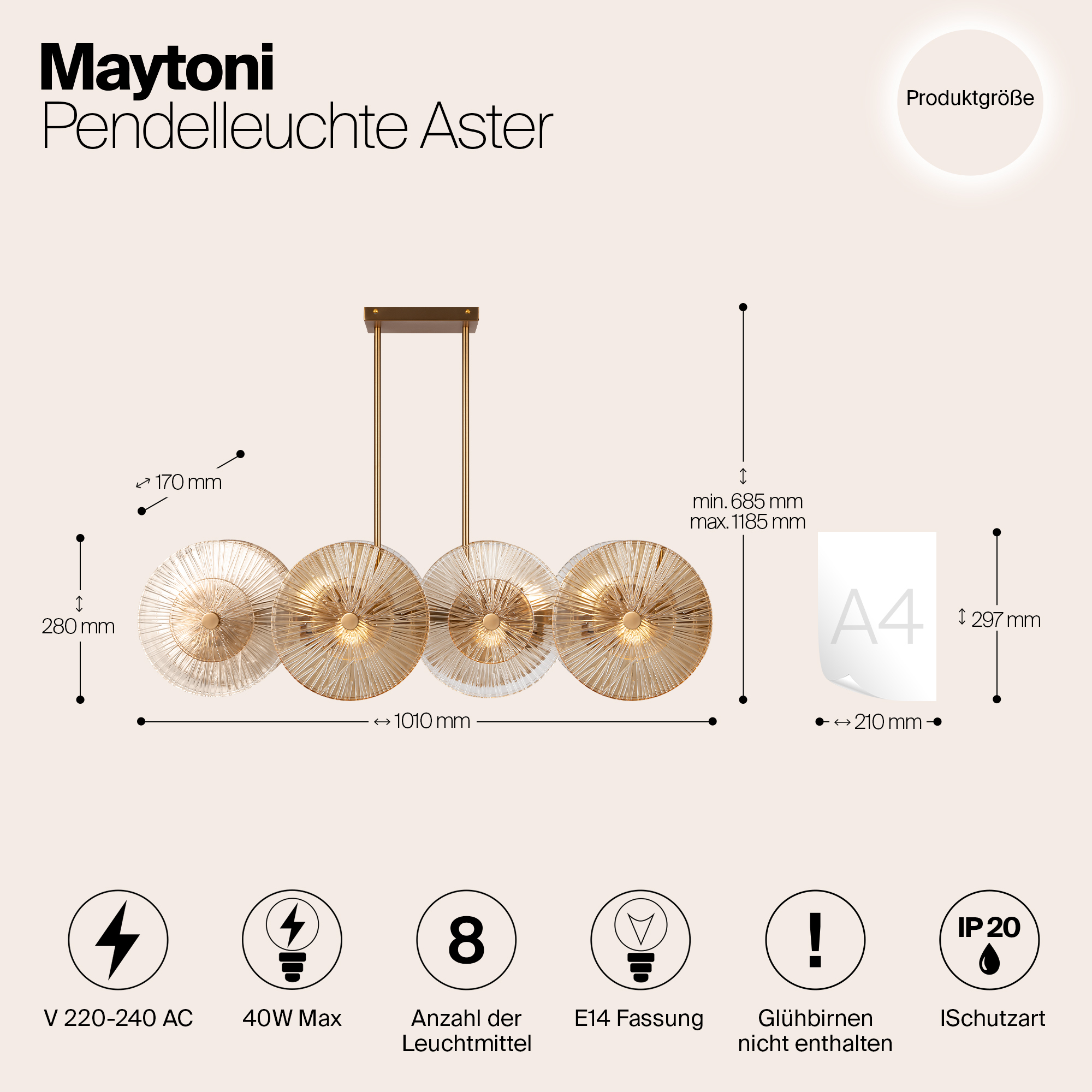 Подвесной светильник Maytoni MOD007PL-08G1