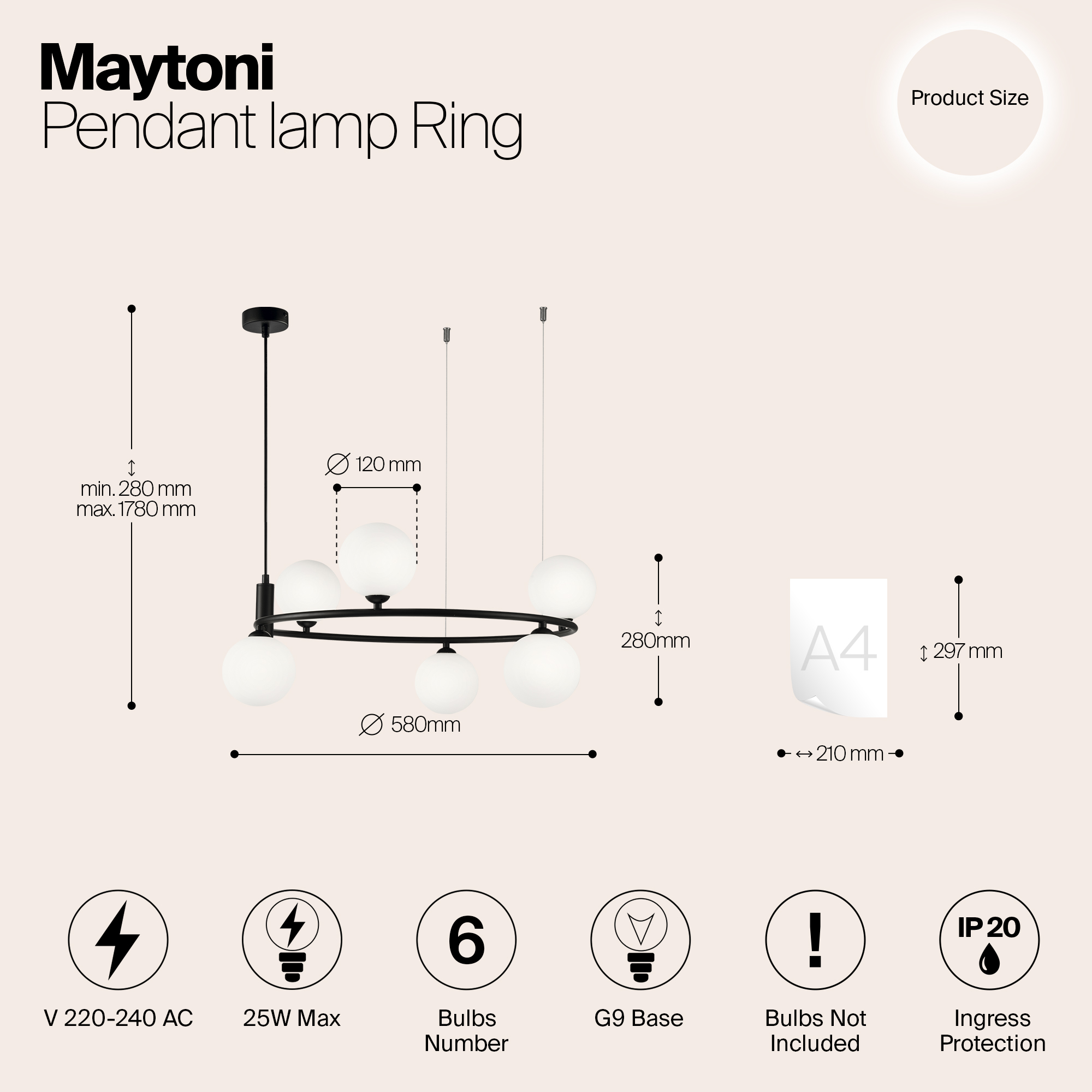 Подвесной светильник Maytoni MOD013PL-06B