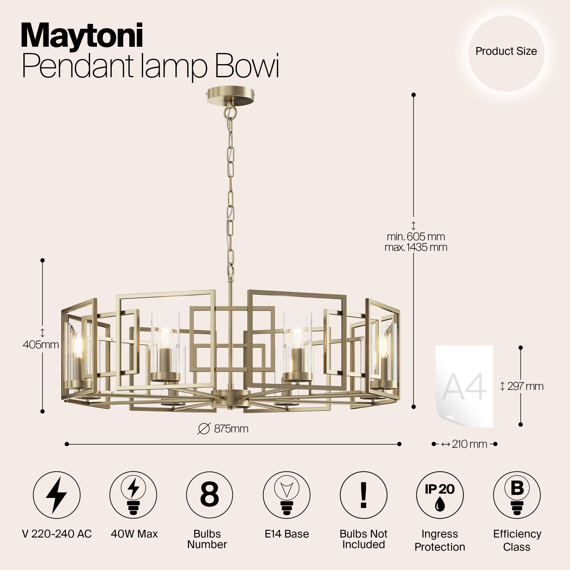 Подвесной светильник Maytoni H009PL-08G