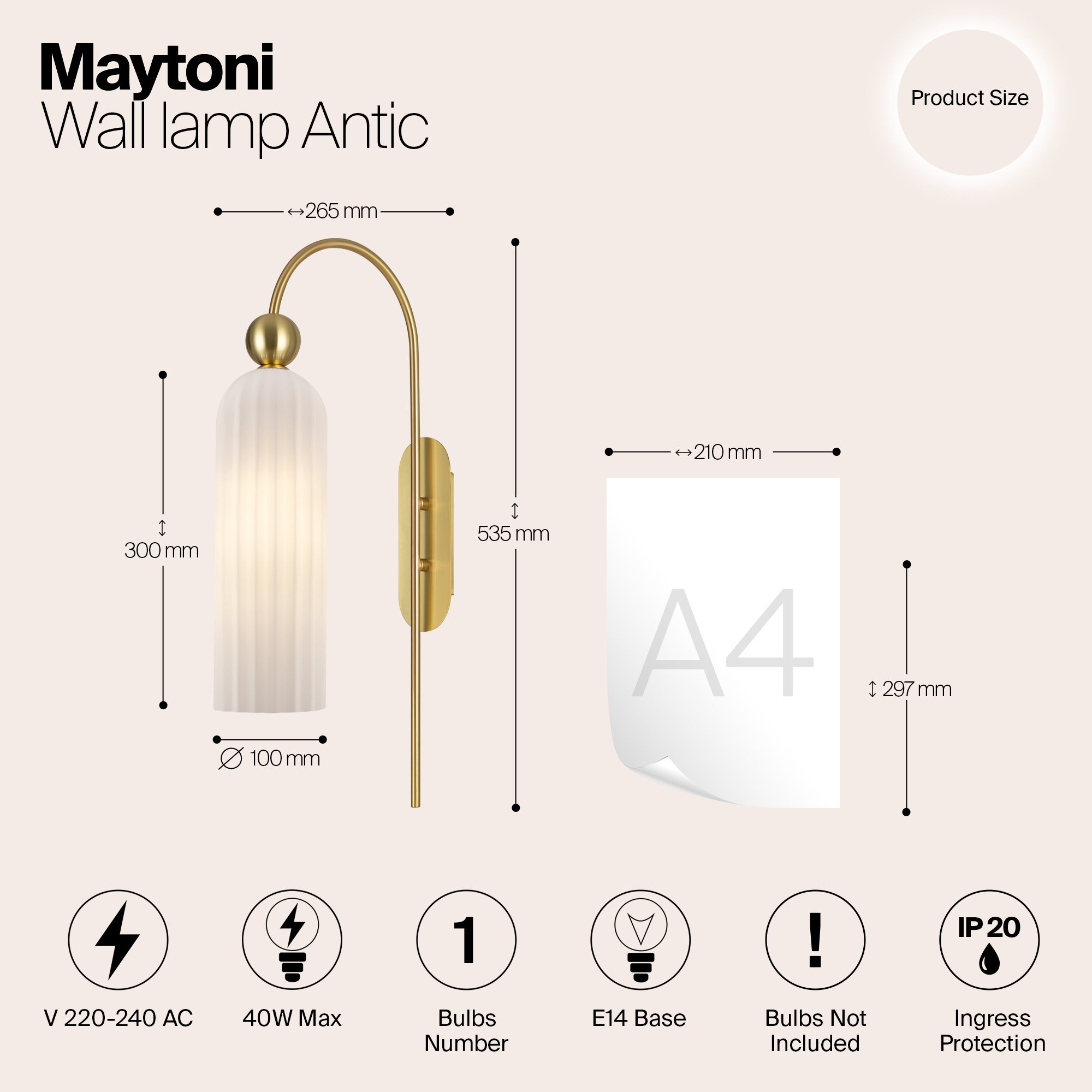 Настенный светильник (бра) Maytoni MOD302WL-01GR