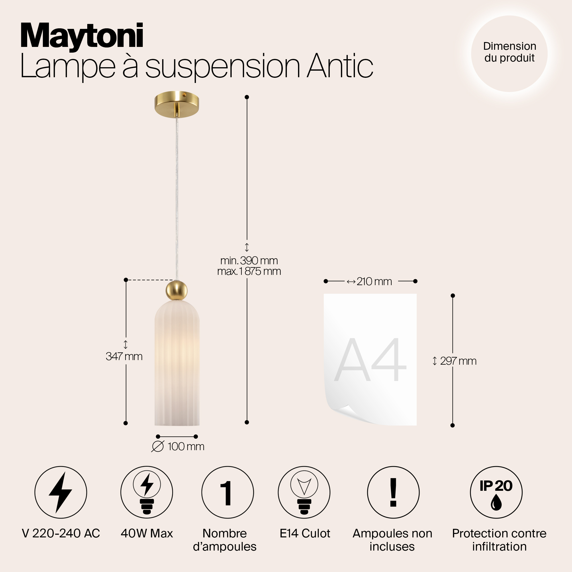 Подвесной светильник Maytoni MOD302PL-01W