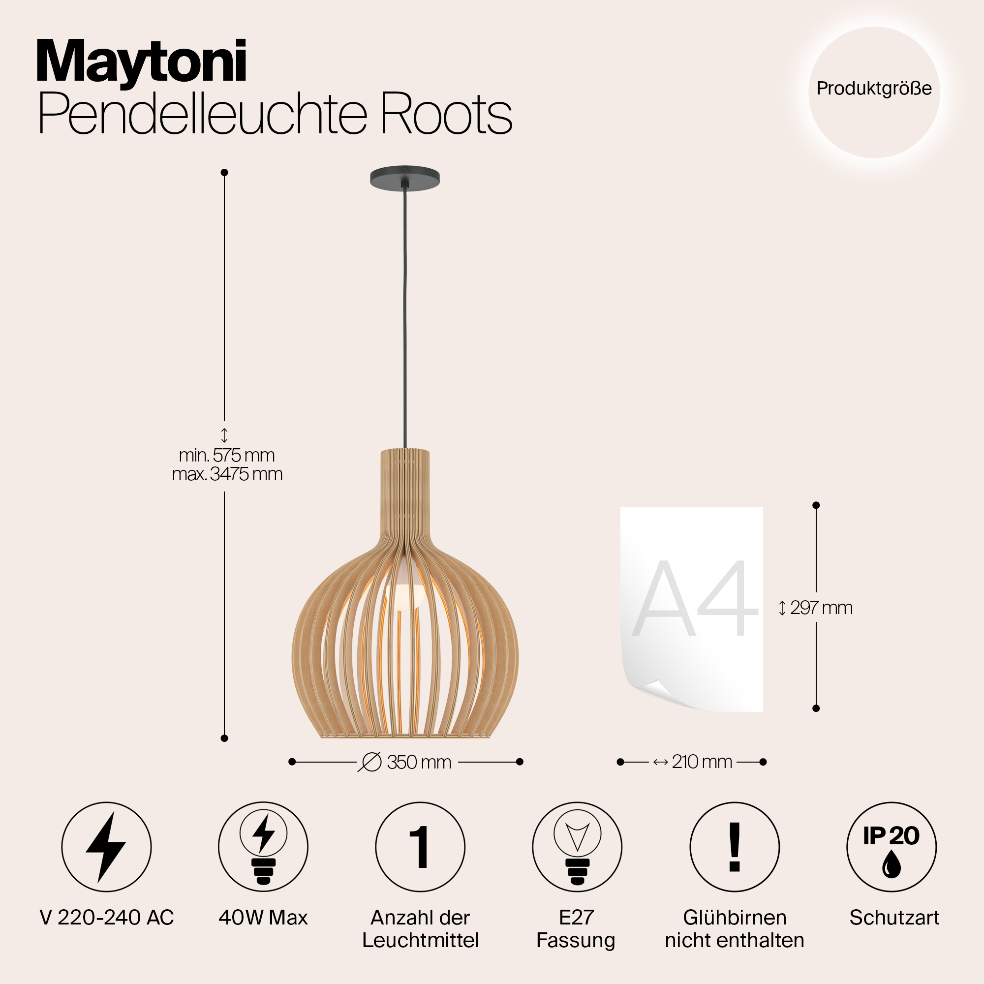 Подвесной светильник Maytoni MOD194PL-01W