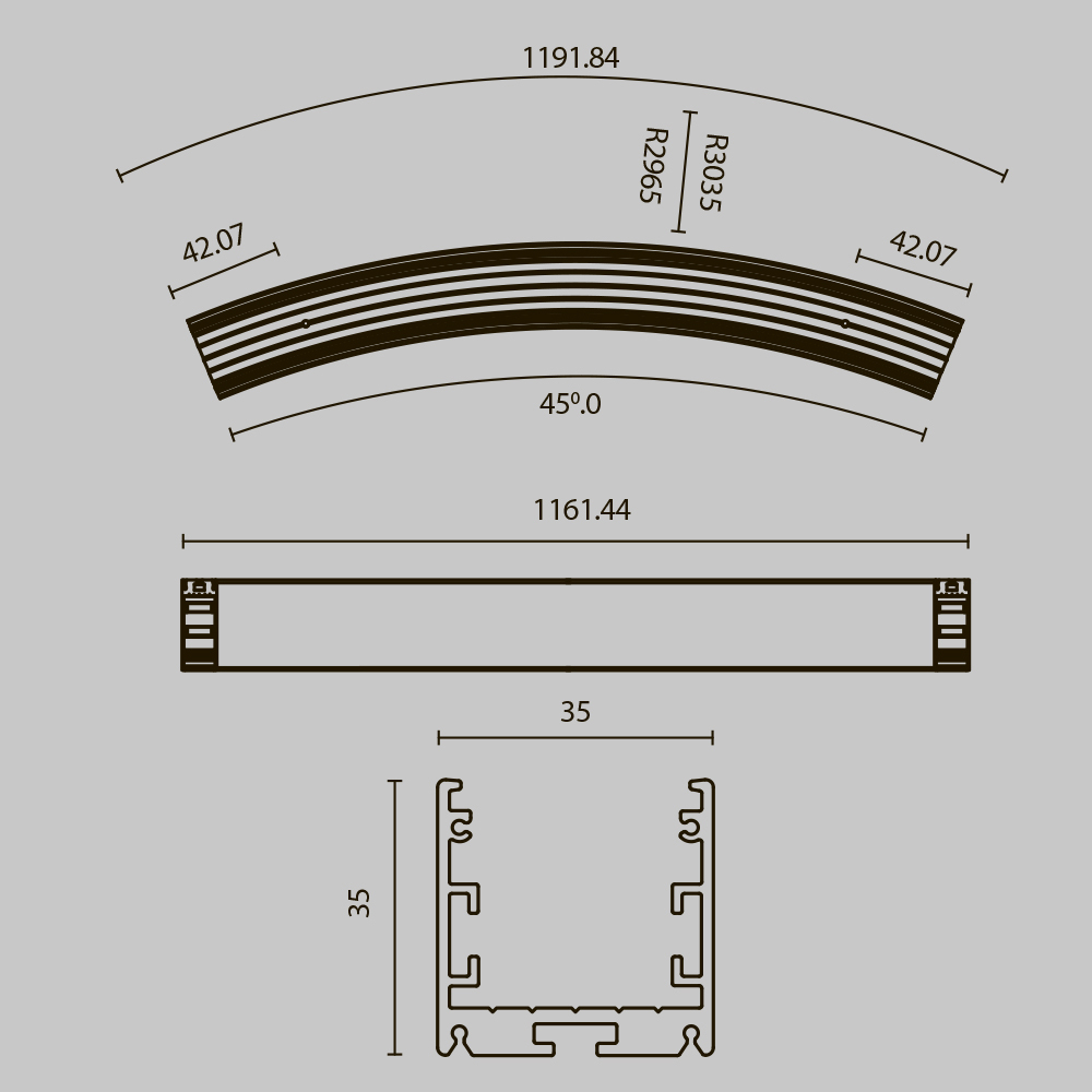 Комплектующие к светодиодной ленте Led Strip ALM-3535R-B-D-45°-3M