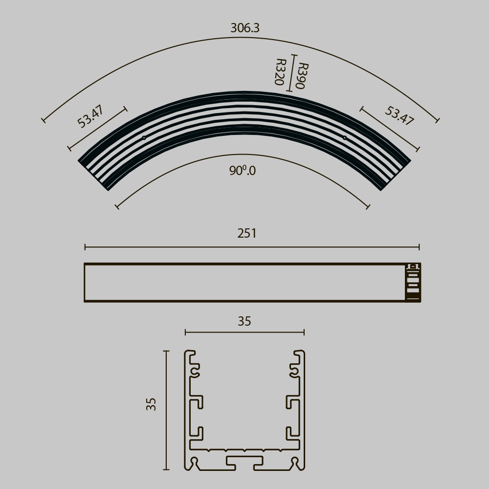 Комплектующие к светодиодной ленте Led Strip ALM-3535R-B-D-90°-0.3M