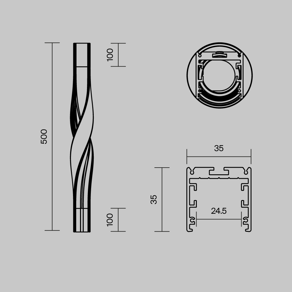 Комплектующие к светодиодной ленте Led Strip ALM-3535R-B-T-180°-0.5M